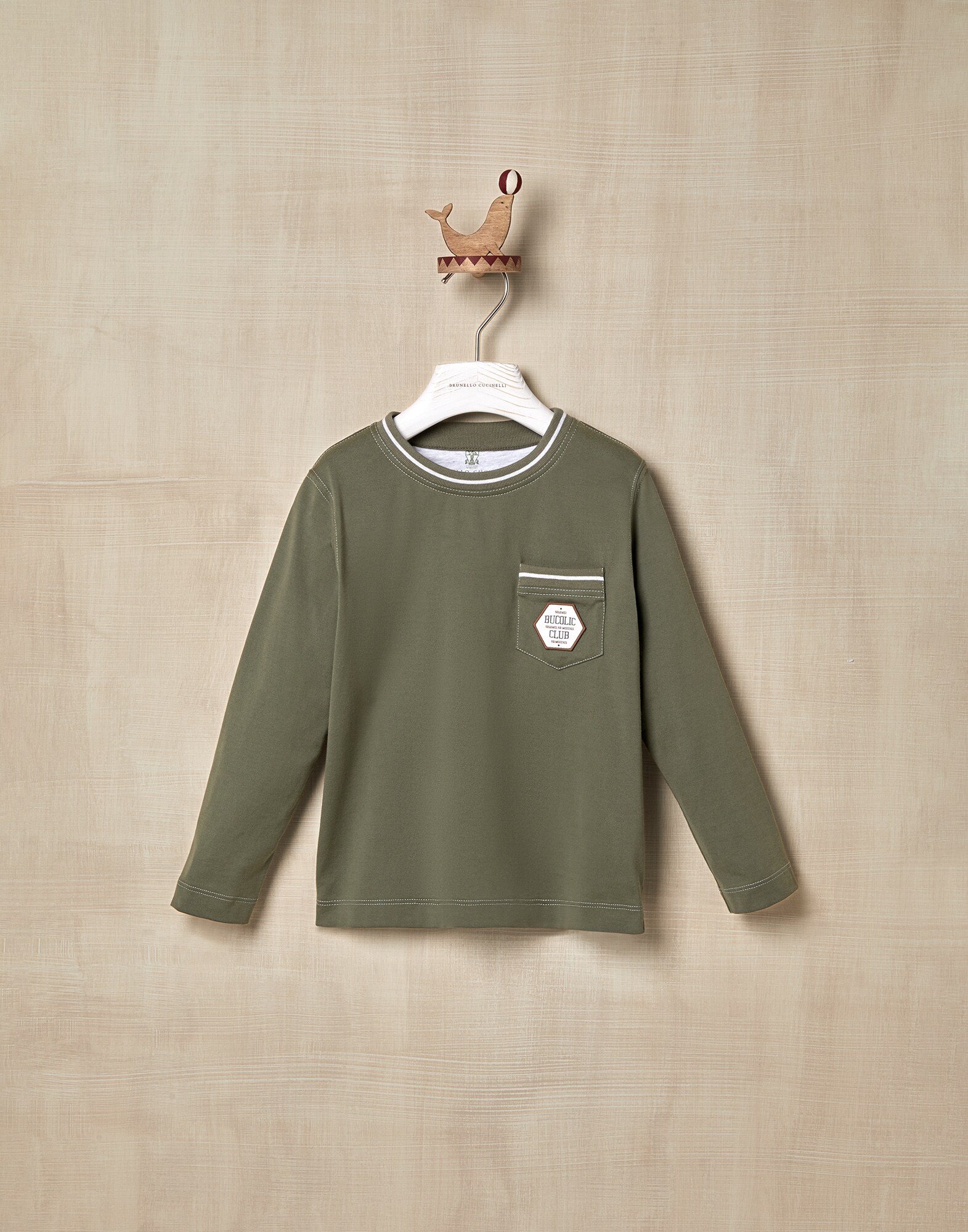 T-Shirt Olivgrün Jungen 0 - Brunello Cucinelli