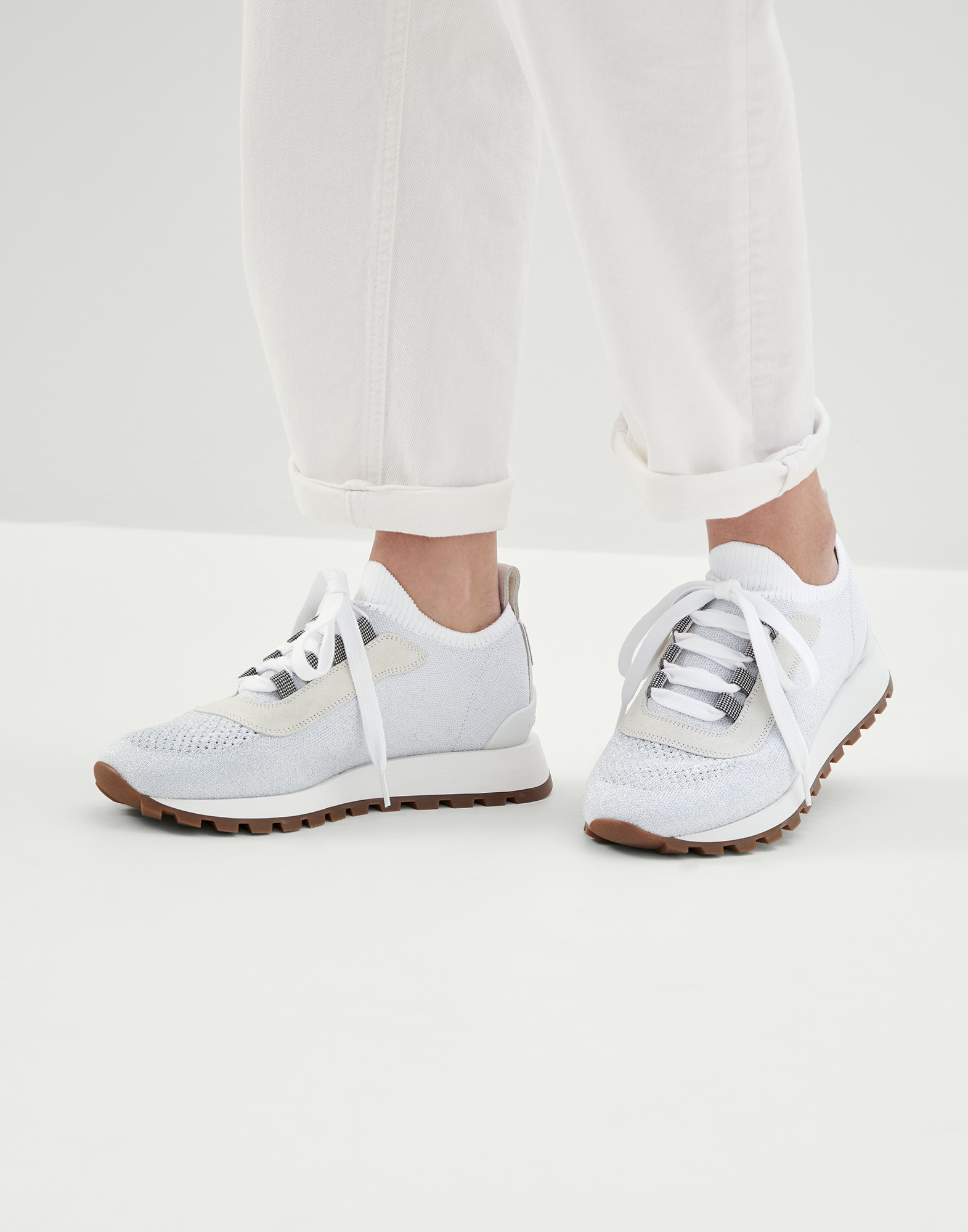 Zapatillas de running de punto Blanco Mujer - Brunello Cucinelli