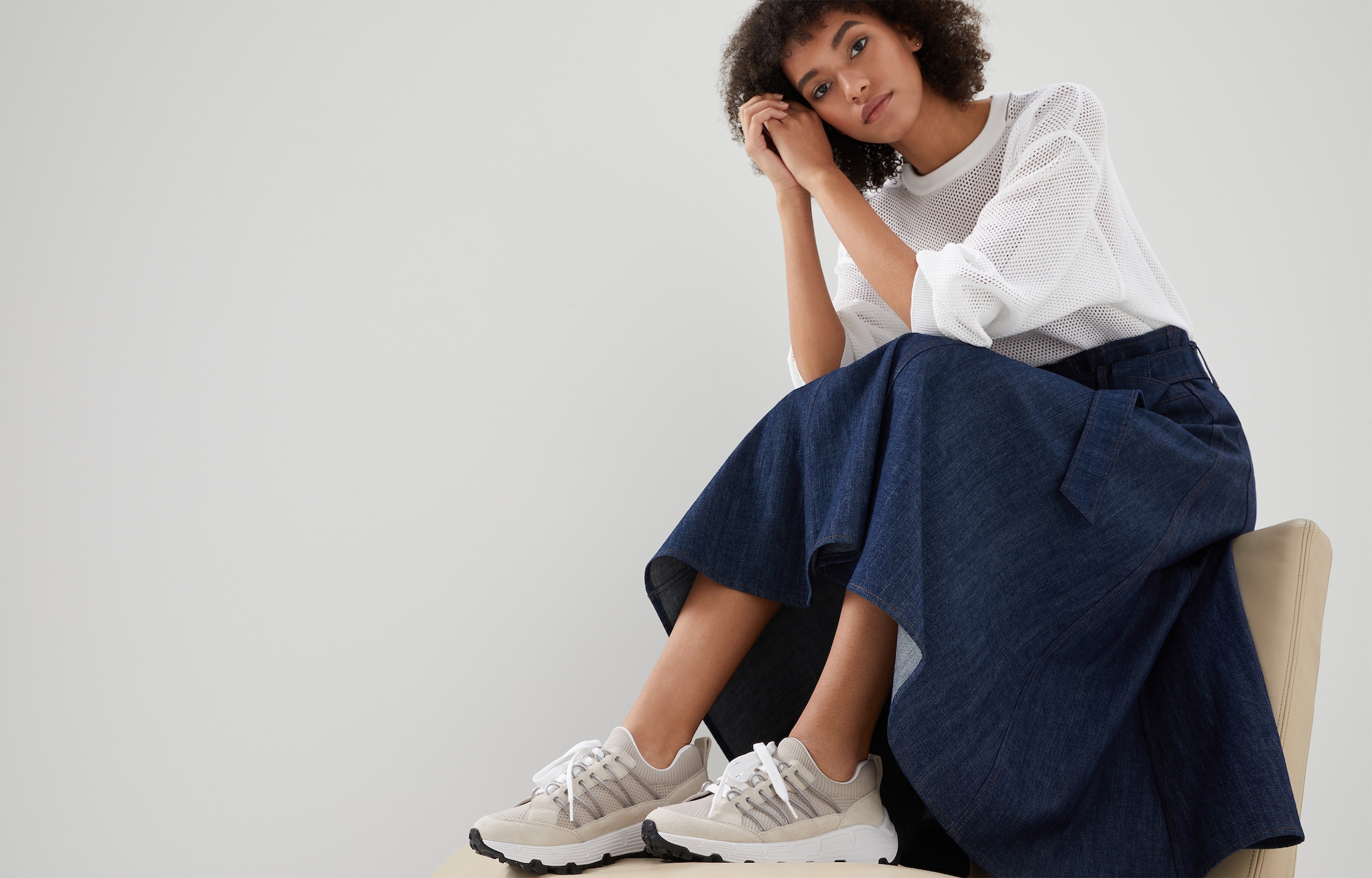 Runners with monili Light Grey Woman - Brunello Cucinelli