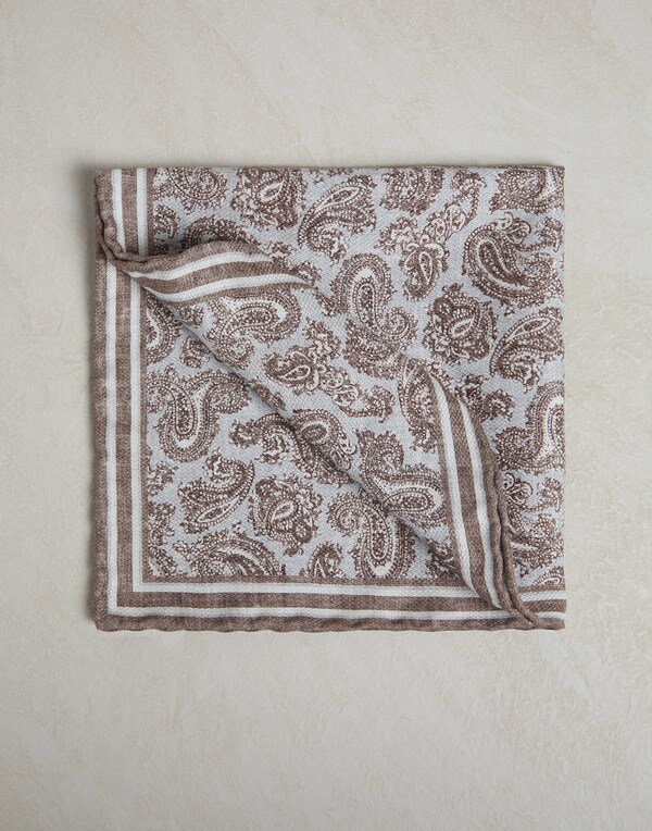 Pocket square with pattern Brown Man - Brunello Cucinelli