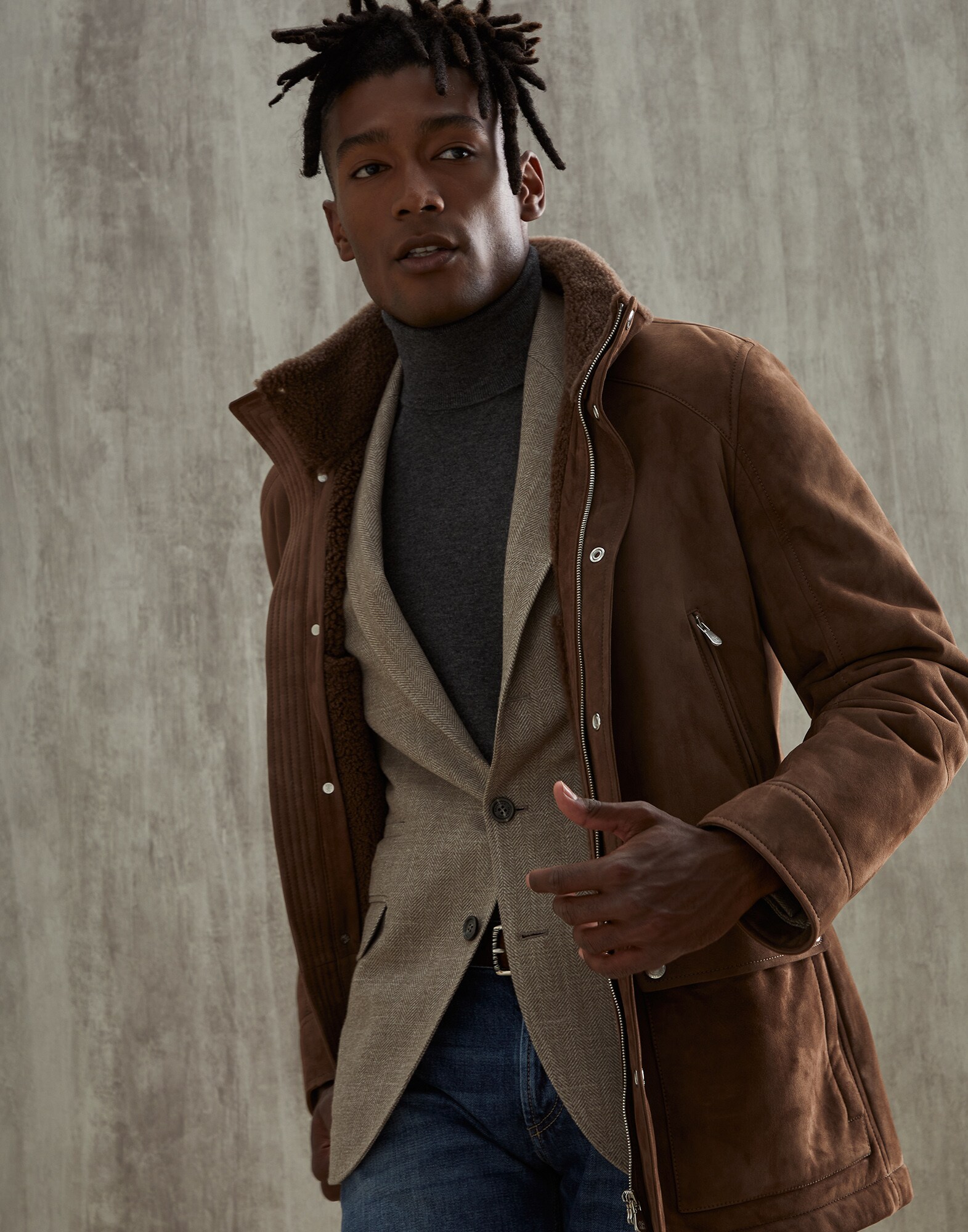 Abrigo de piel de cordero Cacao Hombre - Brunello Cucinelli