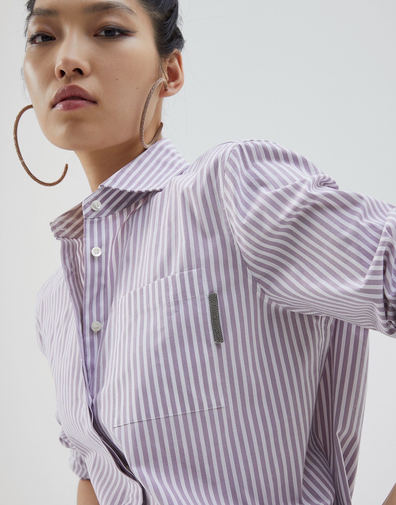Cotton Shirt Lilac Woman 3 - Brunello Cucinelli