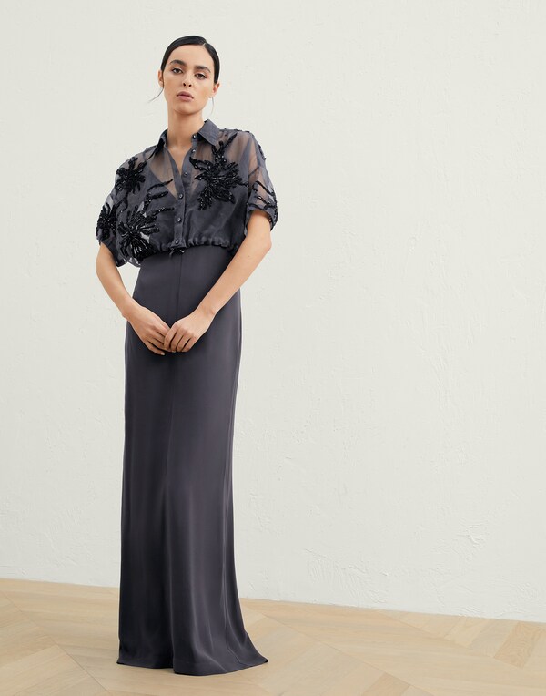 Silk dress Lignite Grey Woman - Brunello Cucinelli
