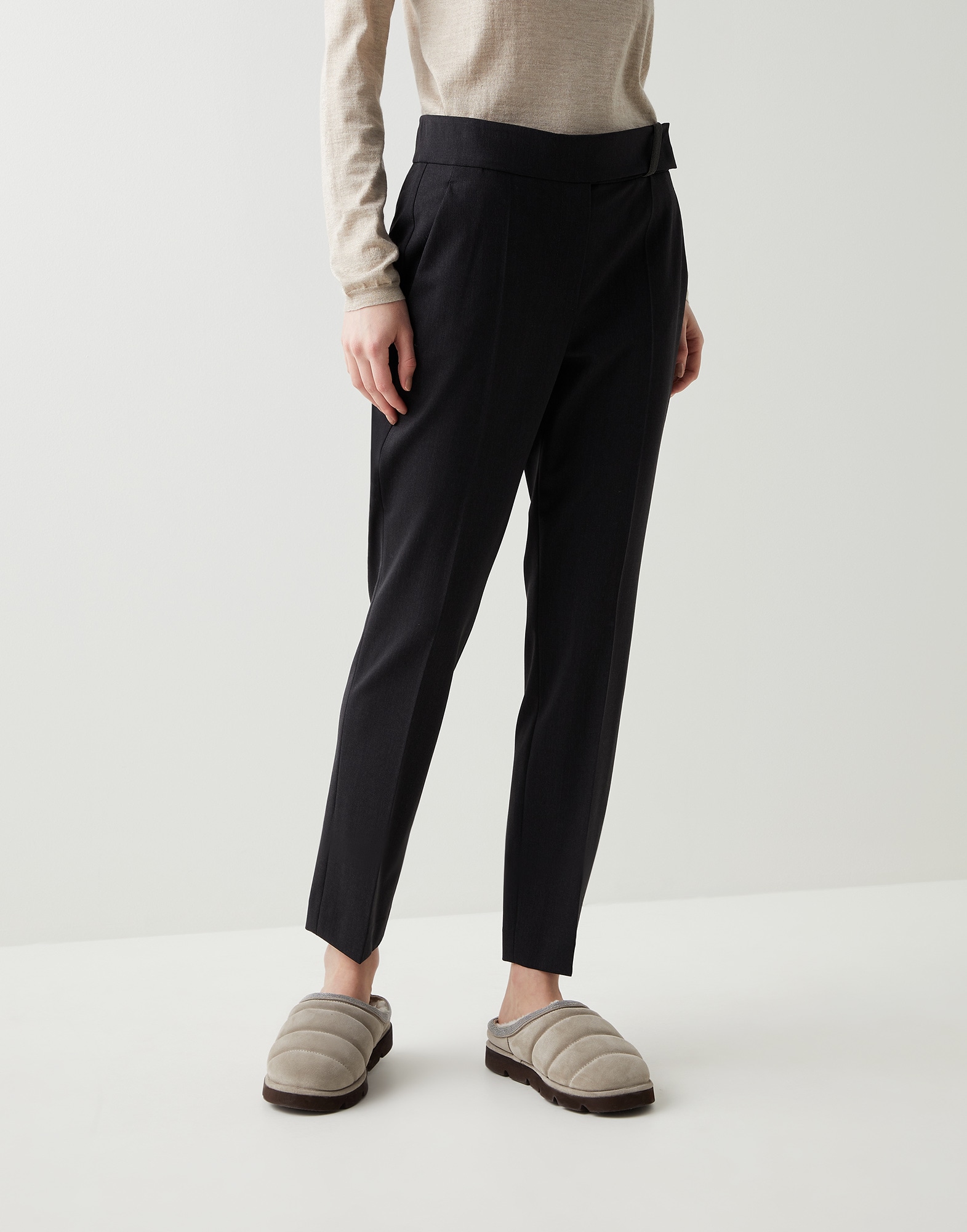 Gabardine trousers Anthracite Woman - Brunello Cucinelli
