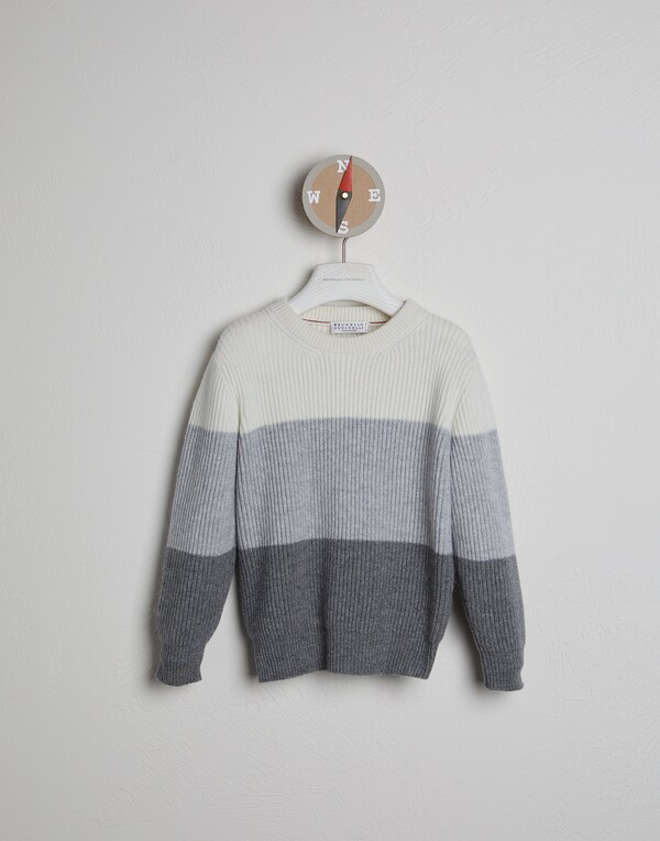 Wool, cashmere and silk sweater Dark Grey Boy - Brunello Cucinelli 