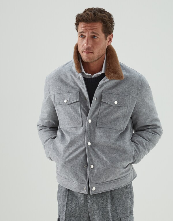 Shirt-style outerwear jacket Light Grey Man - Brunello Cucinelli 