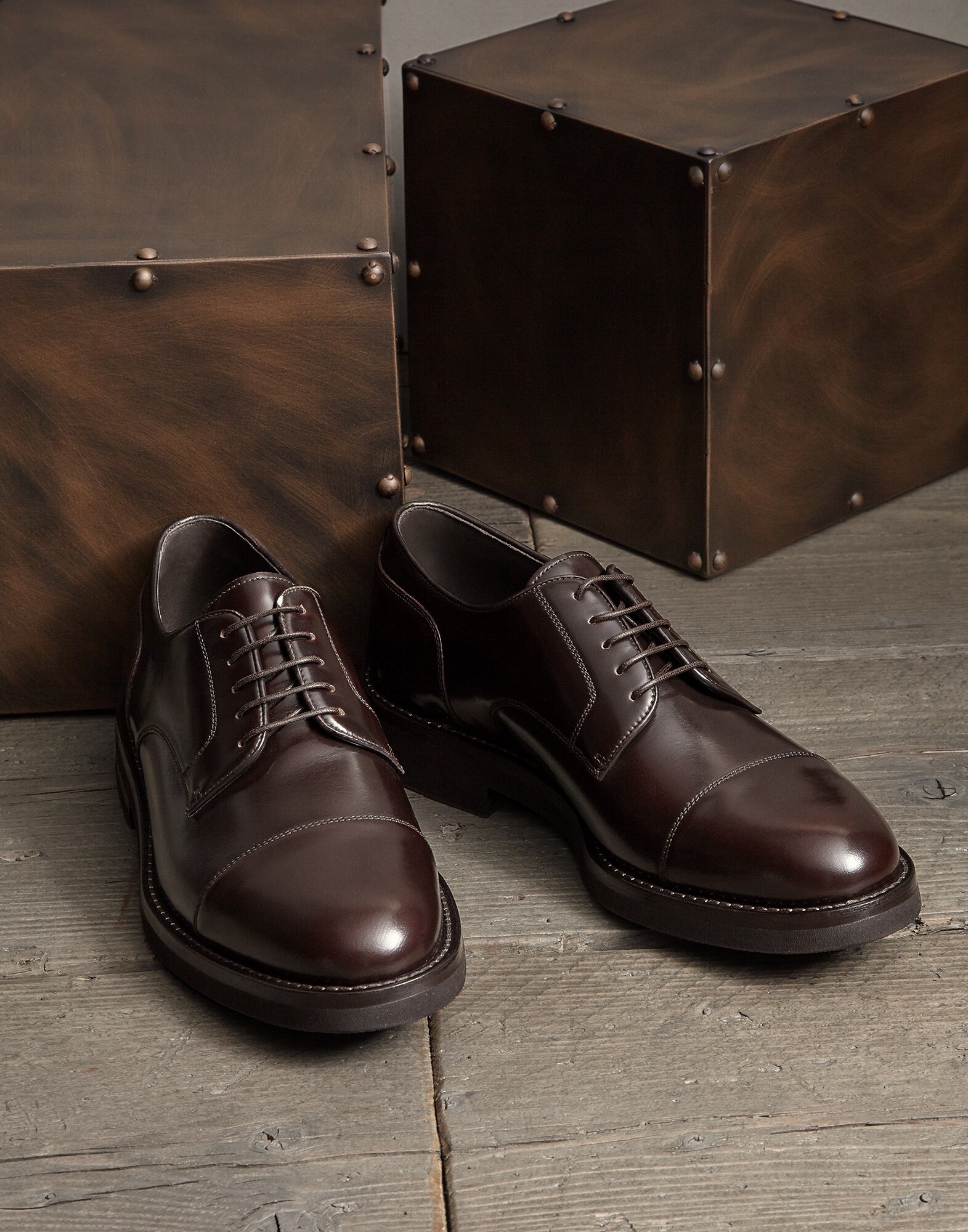 Calfskin derby Rust Brown Man - Brunello Cucinelli