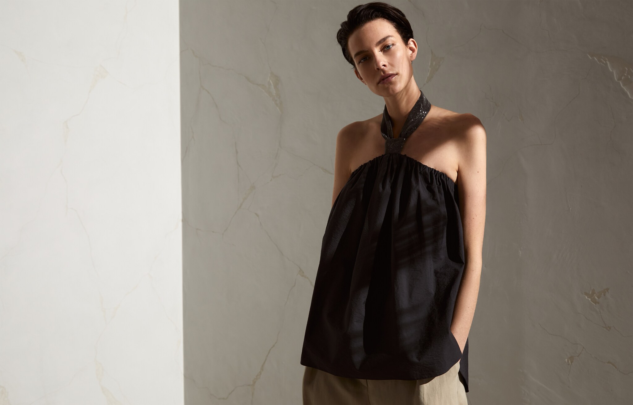 Haut en popeline Lignite Femme - Brunello Cucinelli