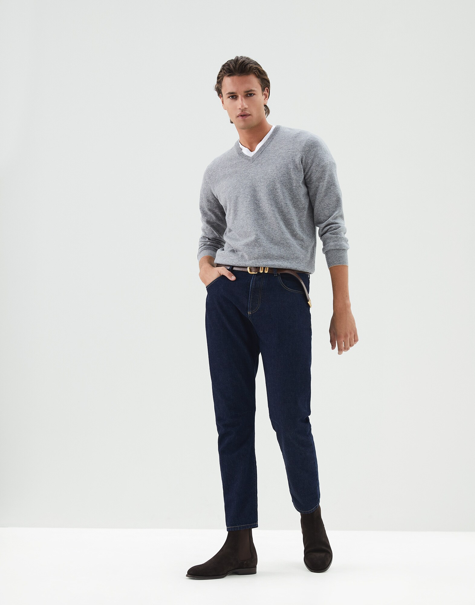 Denim Trousers Dark Denim Man 3 - Brunello Cucinelli