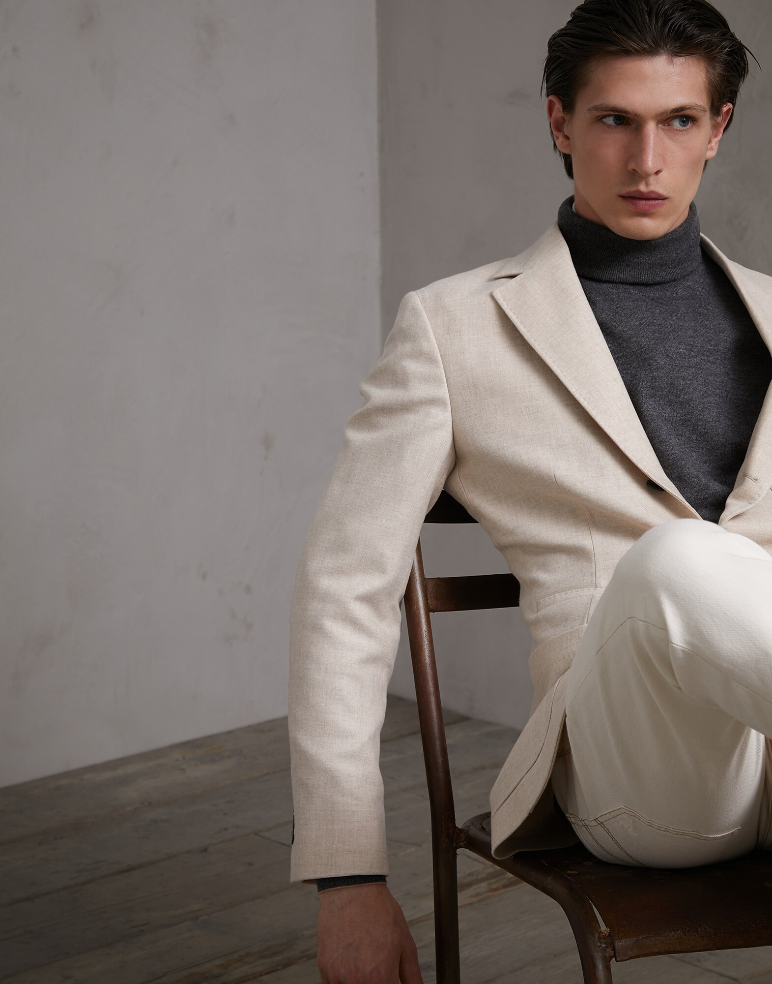 Einreihiger Blazer Sand Herren 3 - Brunello Cucinelli