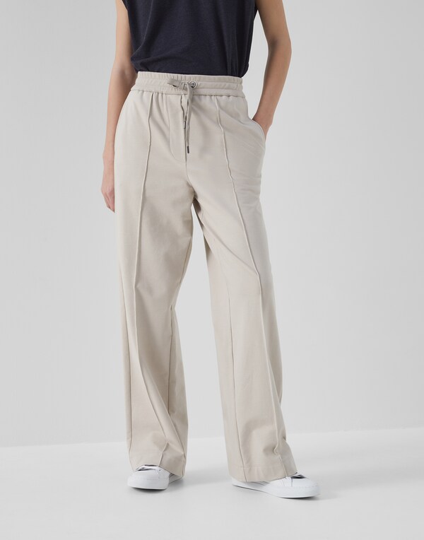 Lightweight French terry trousers Buff Woman - Brunello Cucinelli