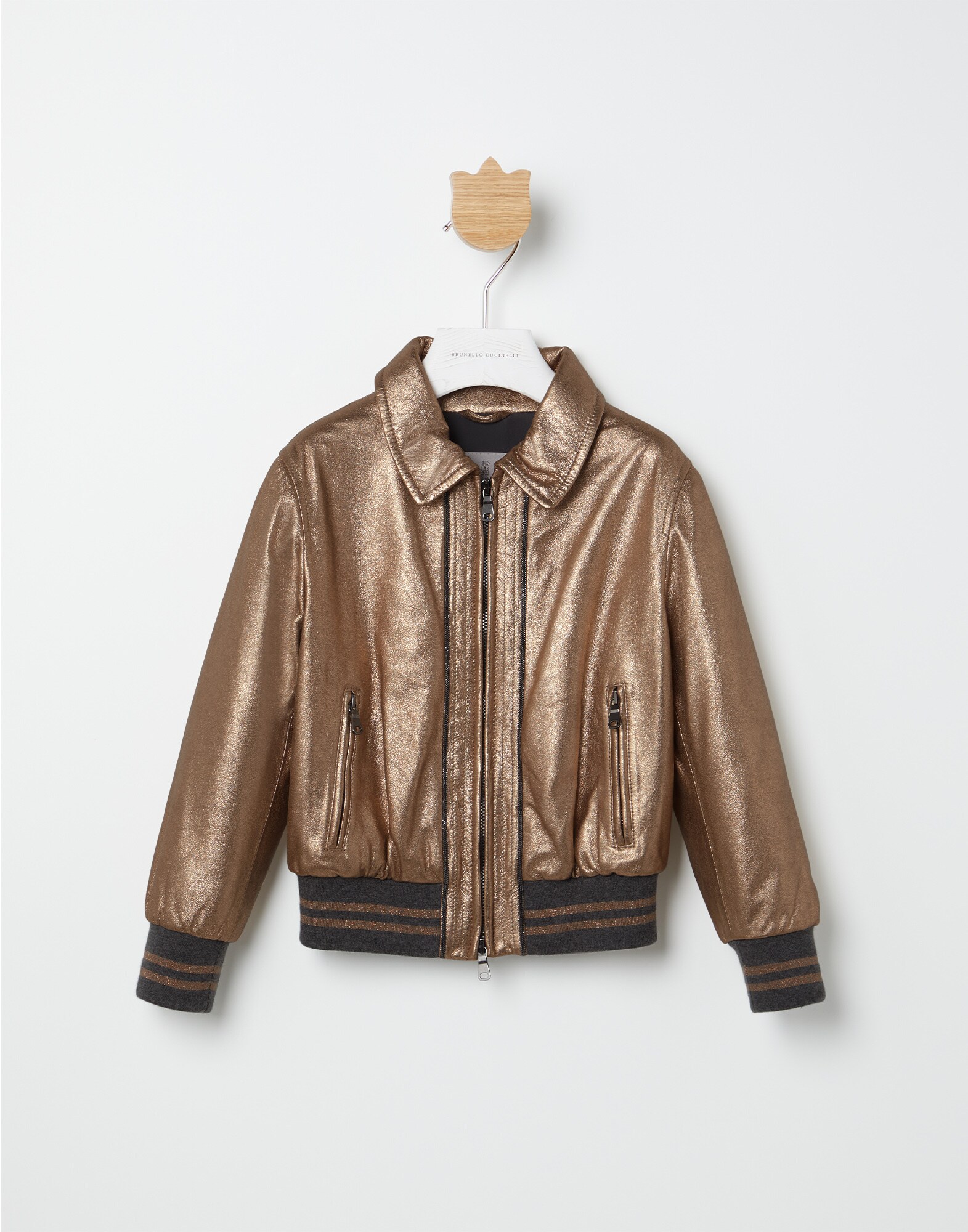 Suede bomber jacket with quilting