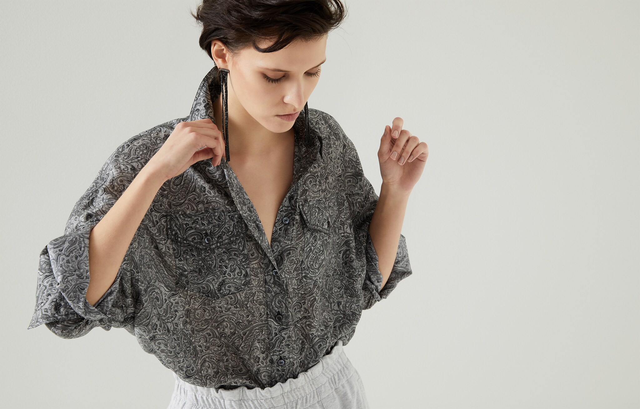 Silk shirt Grey Woman - Brunello Cucinelli