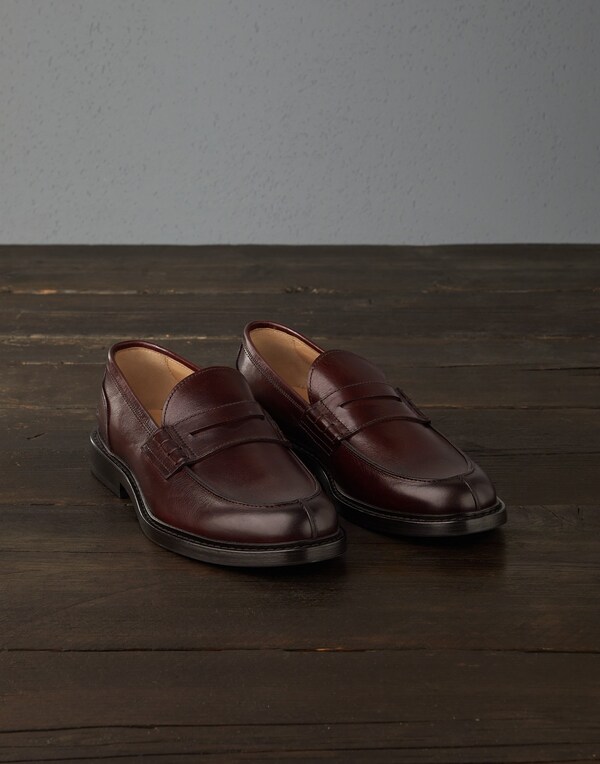 Calfskin penny loafers Chestnut Man - Brunello Cucinelli 