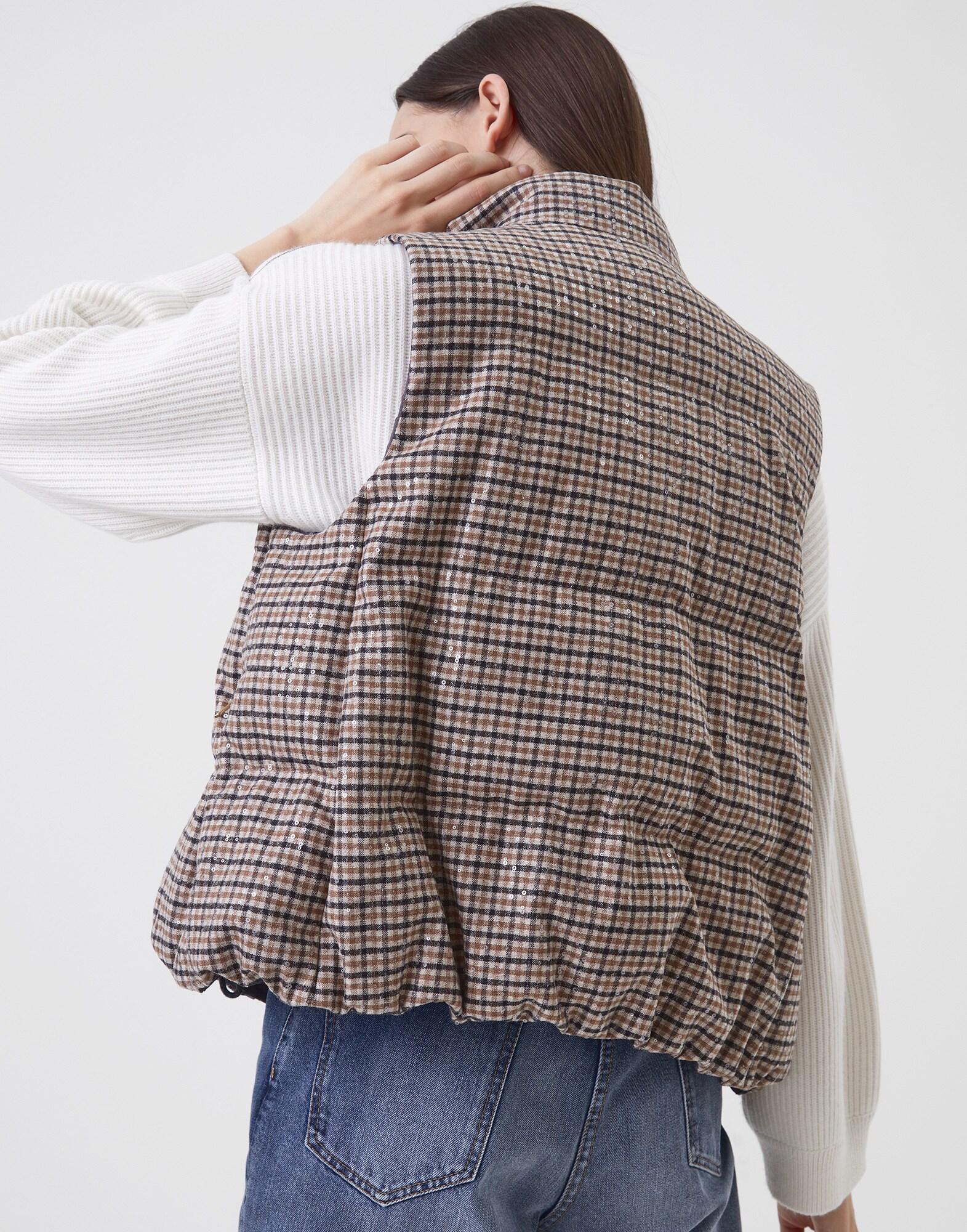 Down Sleeveless Jacket Beige Woman 1 - Brunello Cucinelli