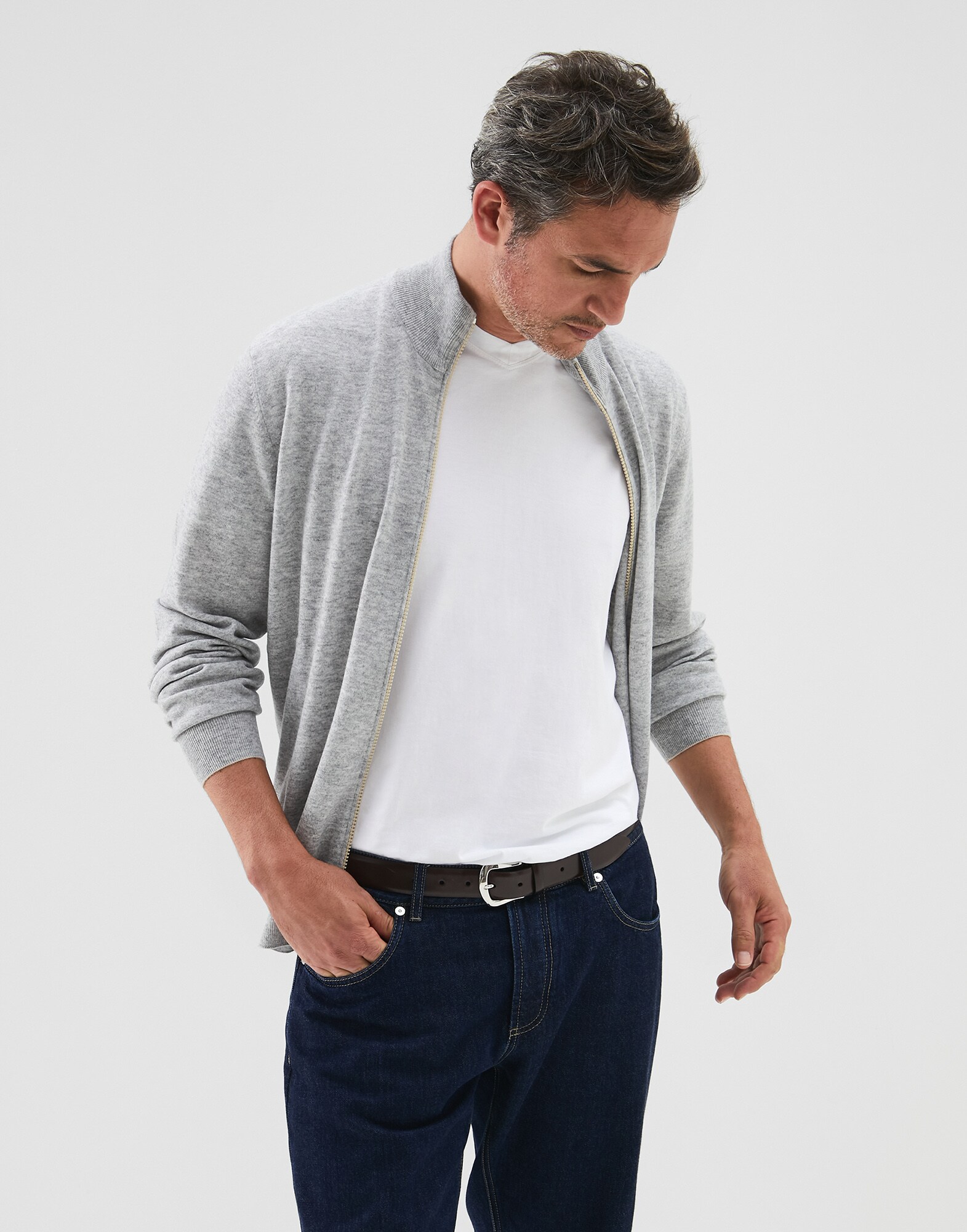 Zip-front Cardigan Pebble Man 4 - Brunello Cucinelli