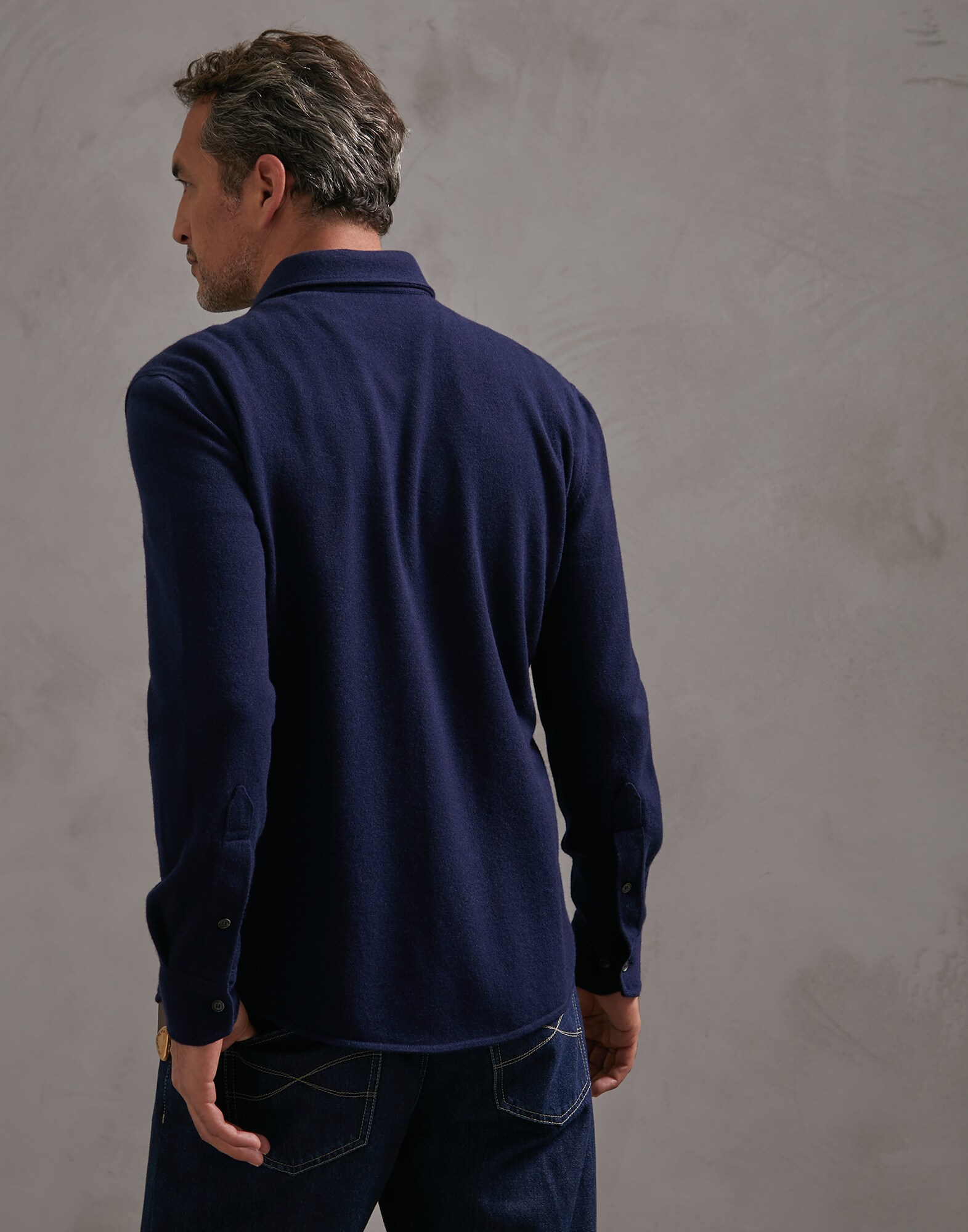 Button-front Cardigan Marine Blue Man 2 - Brunello Cucinelli