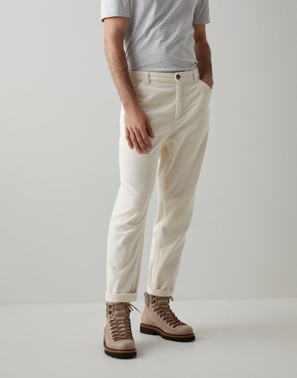 Pantalon en velours côtelé Blanc Cassé Homme - Brunello Cucinelli 
