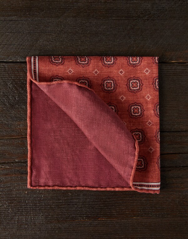 Двусторонний платок-паше из шелка Морковный Мужчина - Brunello Cucinelli 