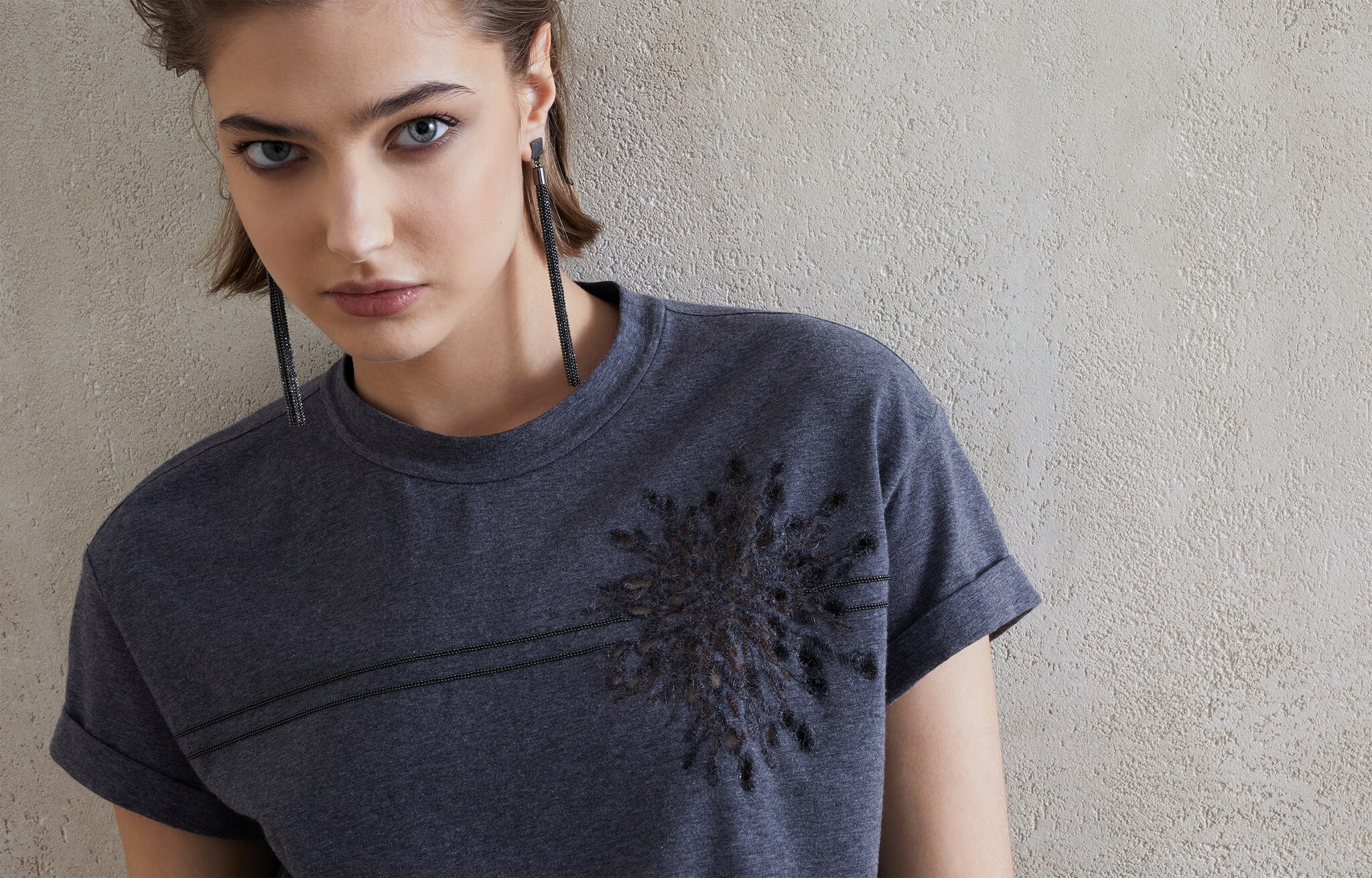 Tee-shirt avec Monile Plomb Femme - Brunello Cucinelli
