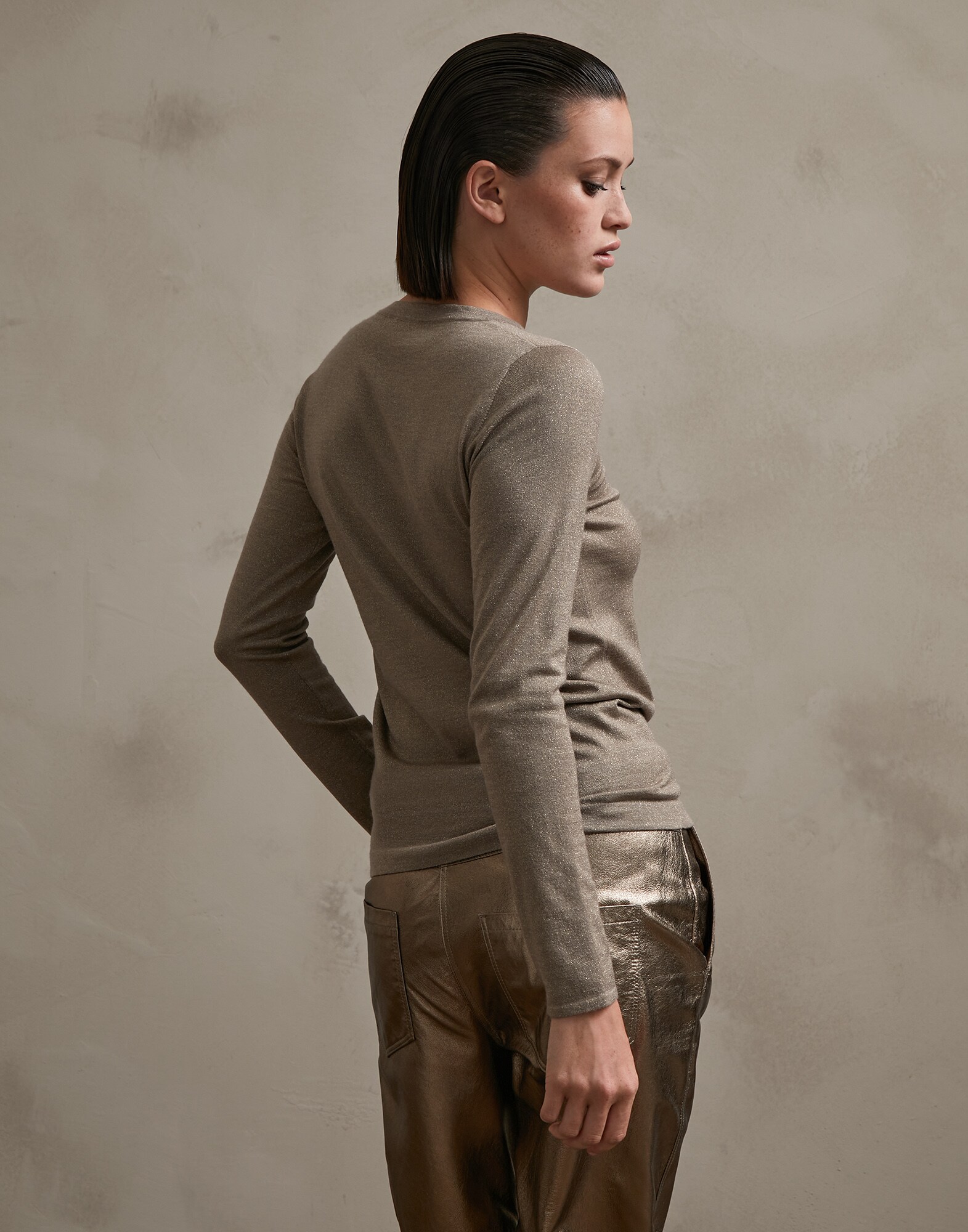 Pull Ras-de-cou Marron Femme 2 - Brunello Cucinelli