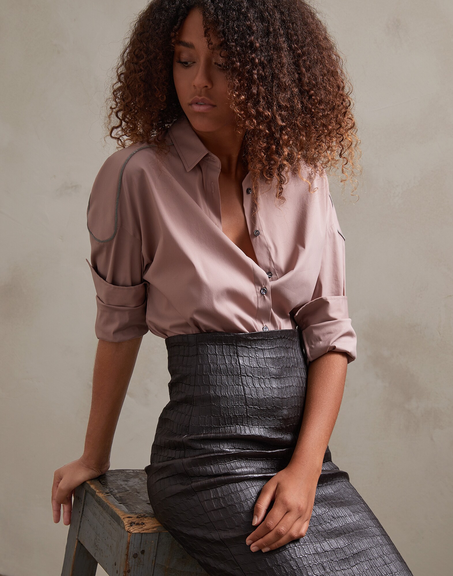 Bluse aus Popeline mit Stretch