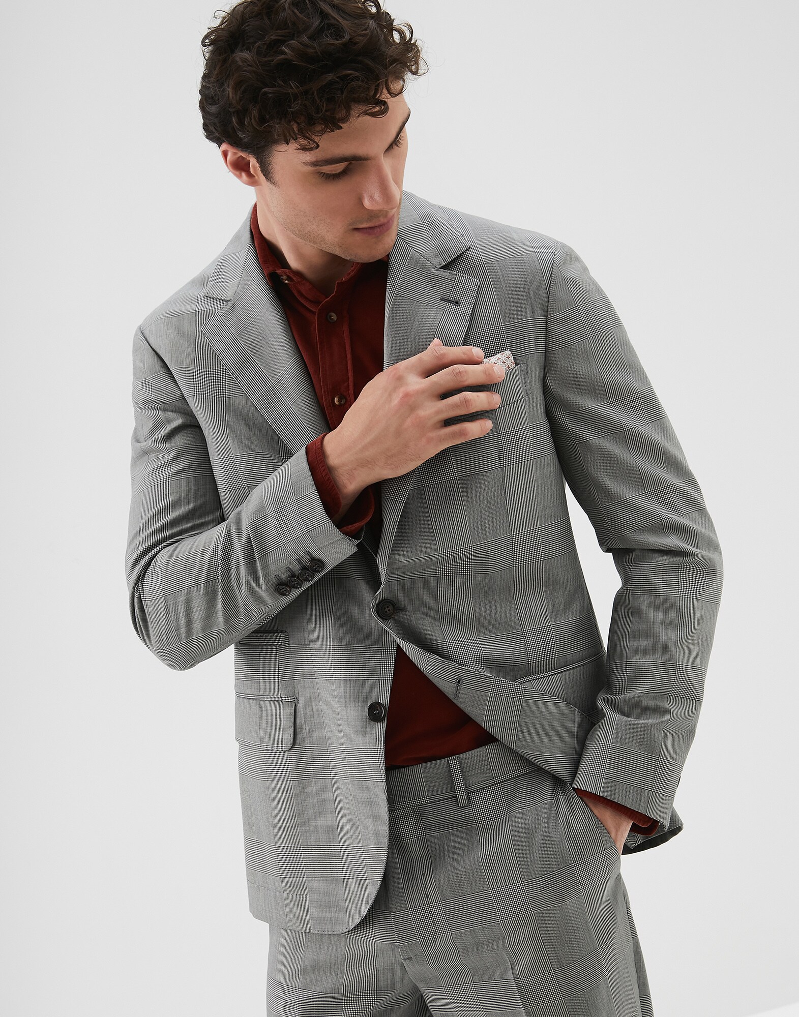 Single Breasted Blazer Grey Man 1 - Brunello Cucinelli
