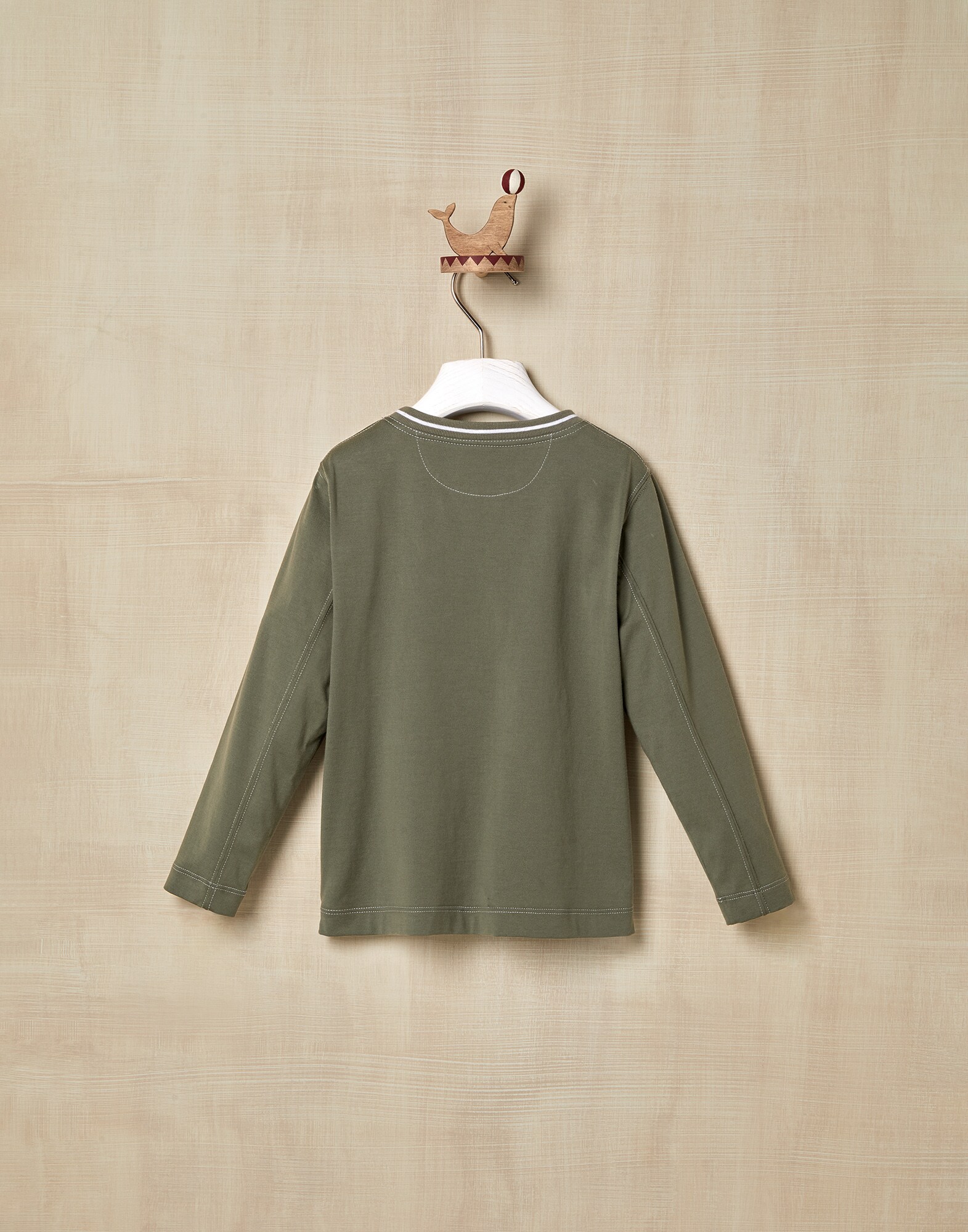 T-Shirt Olivgrün Jungen 1 - Brunello Cucinelli