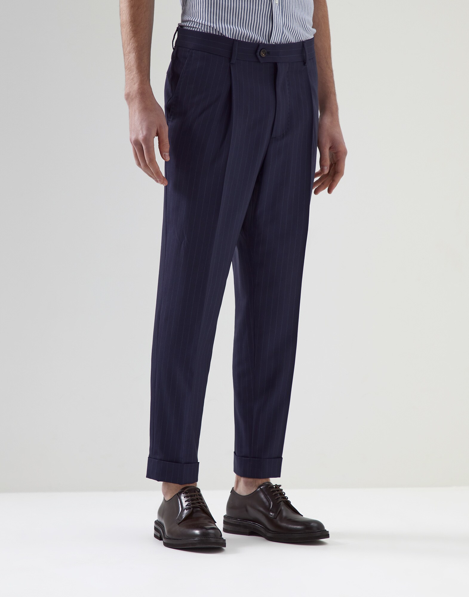 Hose mit Nadelstreifen Navy-Blau Herren - Brunello Cucinelli