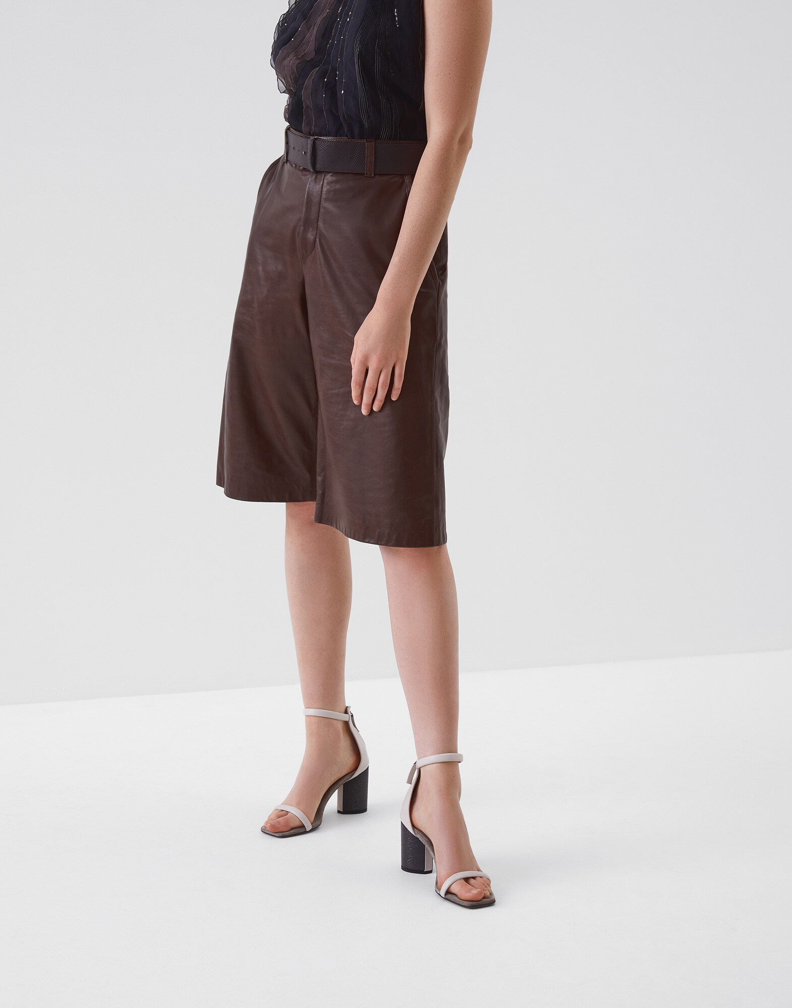 Leather Trousers Mustang Woman 0 - Brunello Cucinelli