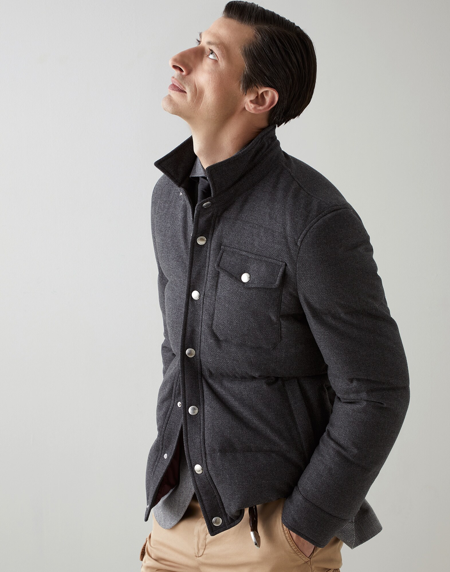 Plumífero tipo camisa Pizarra Hombre - Brunello Cucinelli