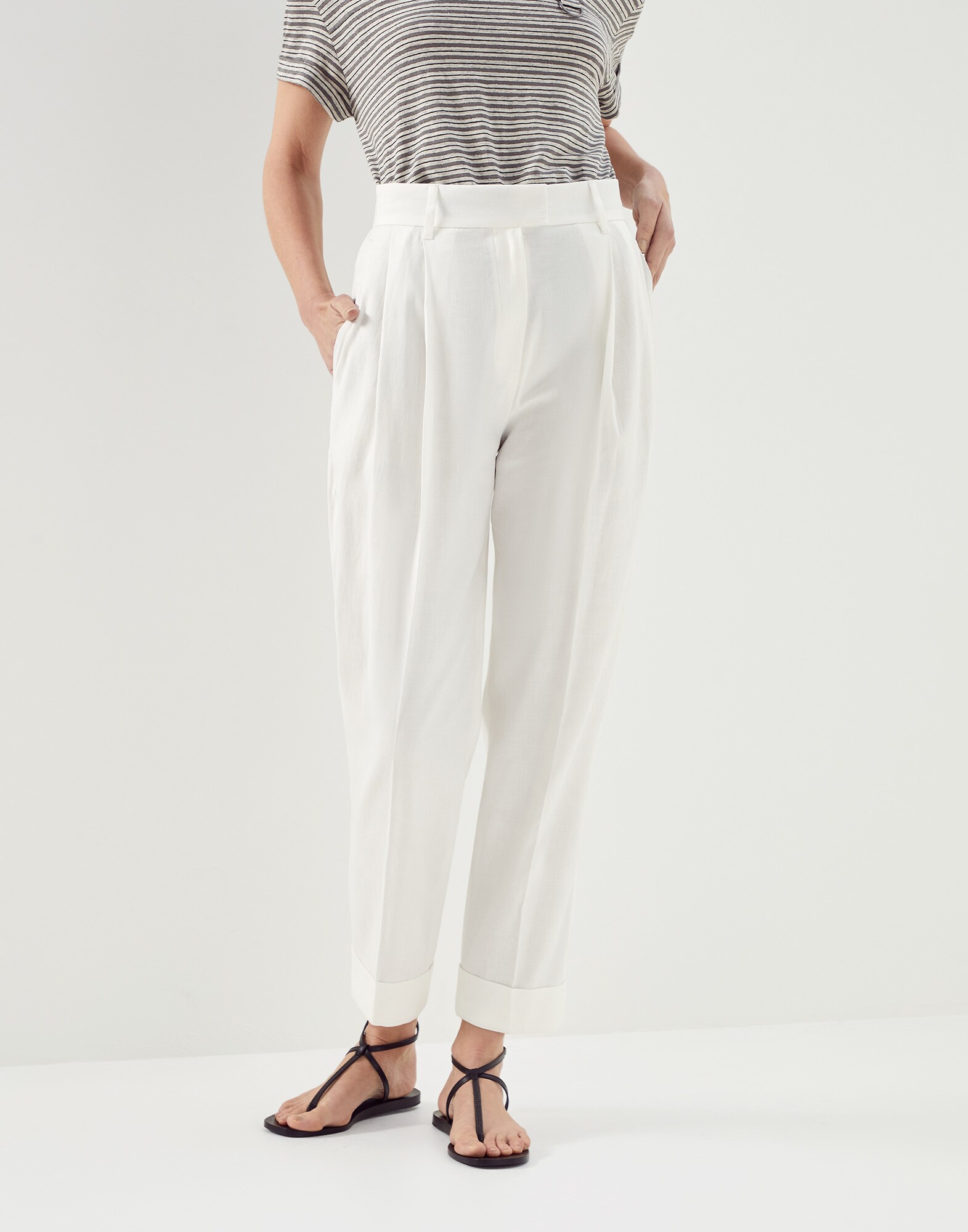 Baggy Sartorial-Hose Weiß Damen - Brunello Cucinelli