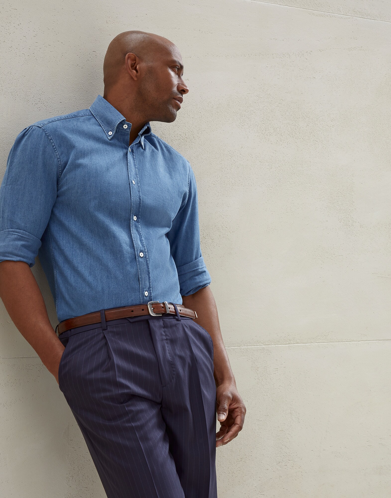 Chemise coupe slim Denim Moyen Homme - Brunello Cucinelli