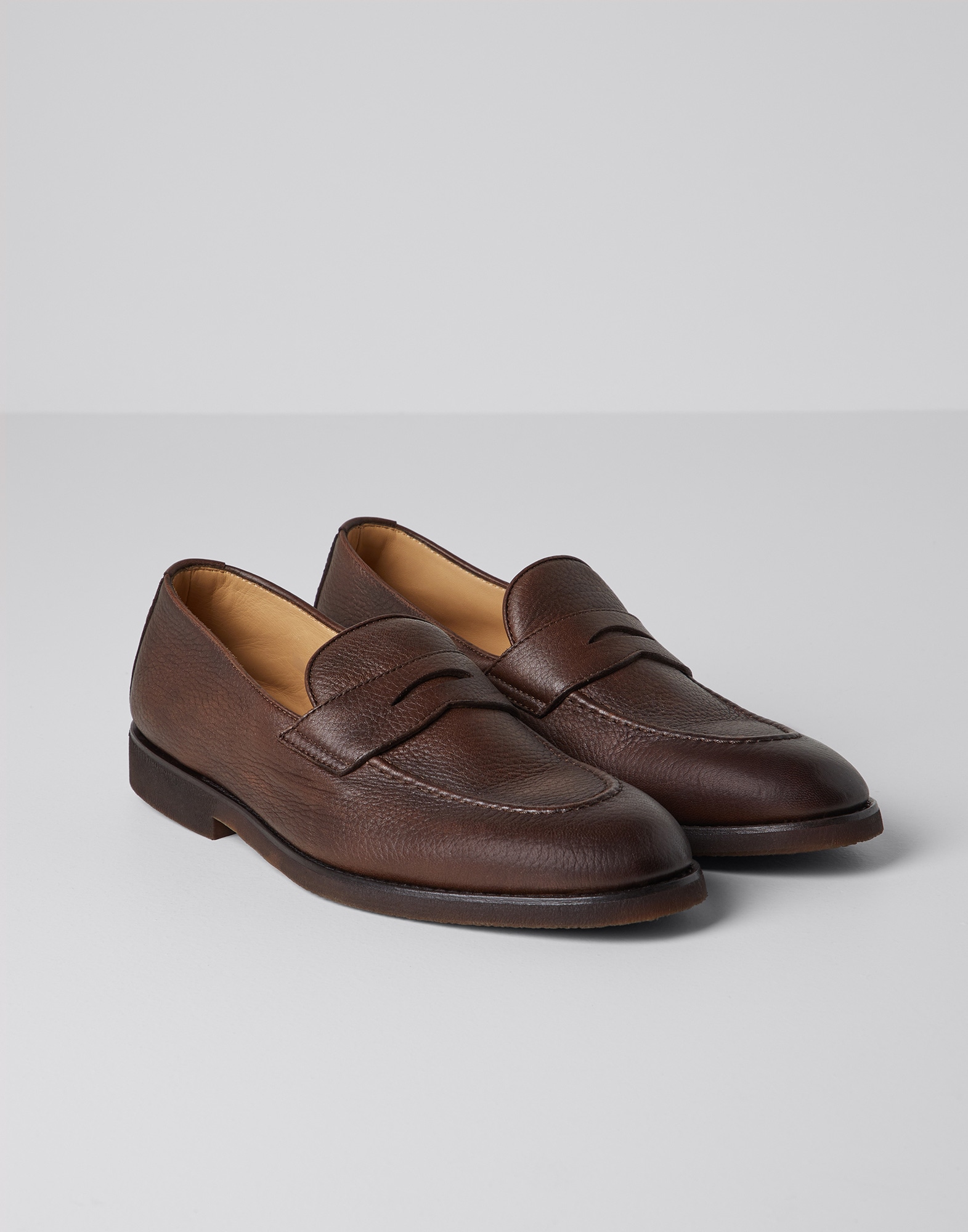 Penny loafers with natural rubber sole
