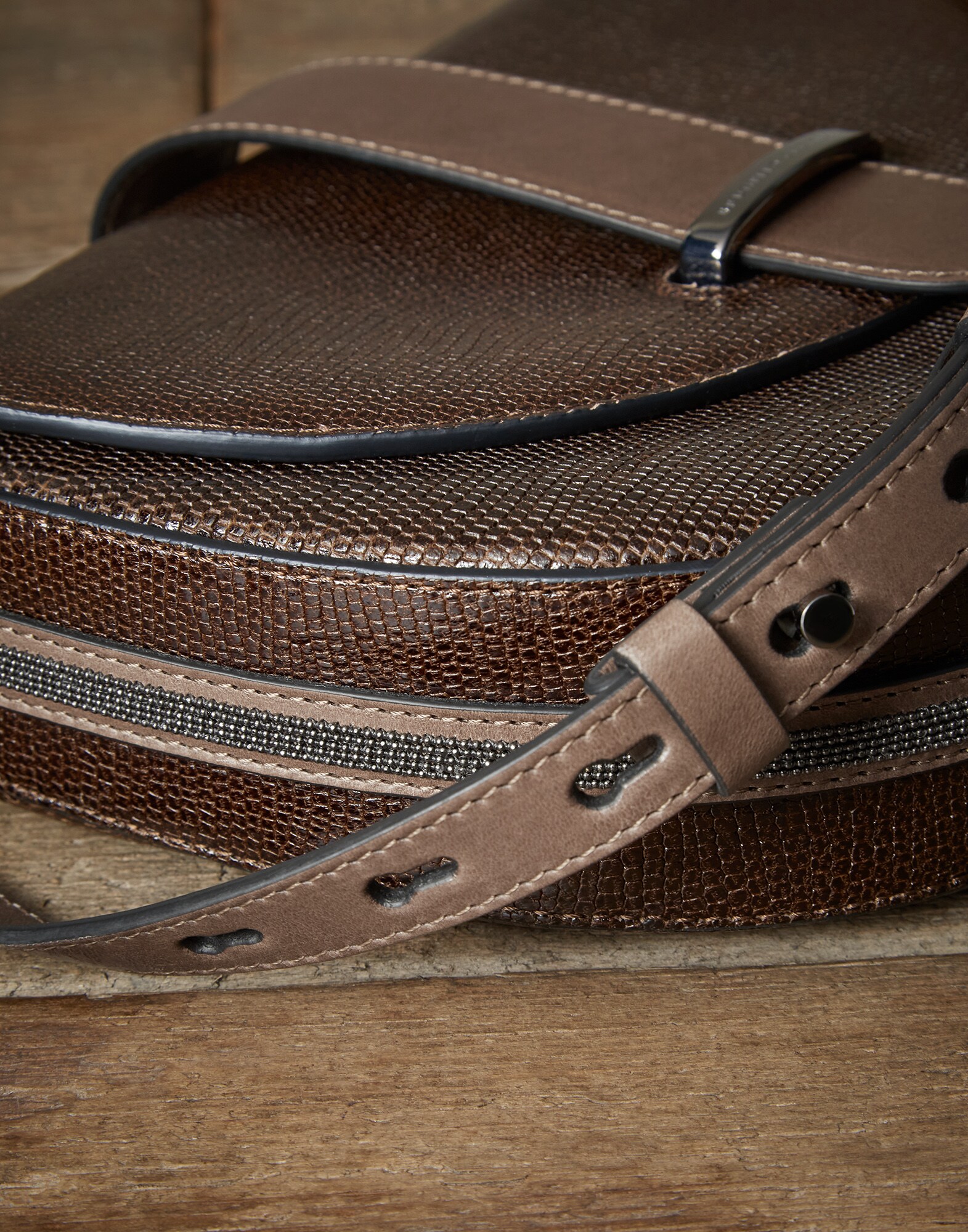 Sac à Bandoulière Brun Foncé Femme 2 - Brunello Cucinelli