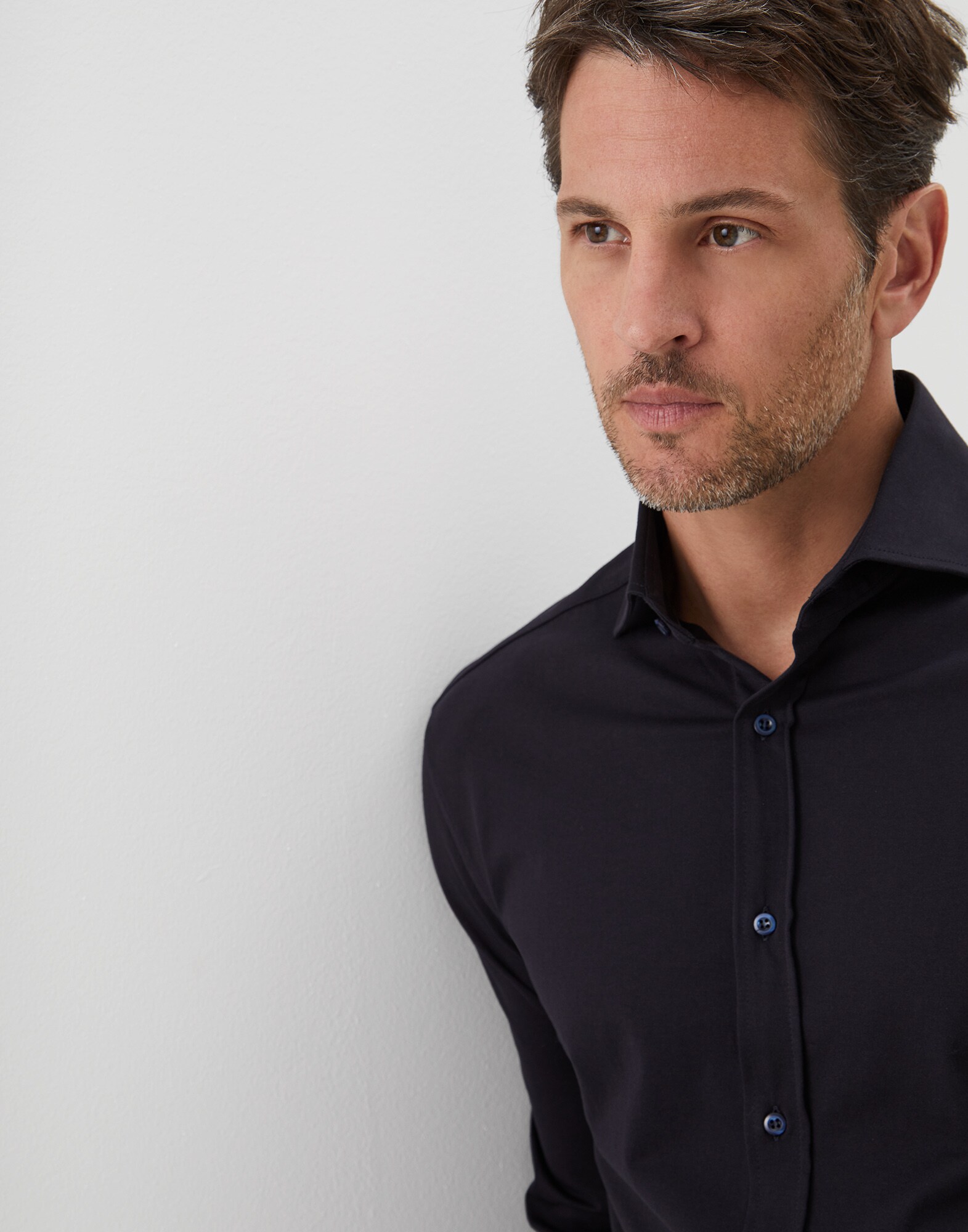 French Collar Shirt Navy Blue Man 3 - Brunello Cucinelli