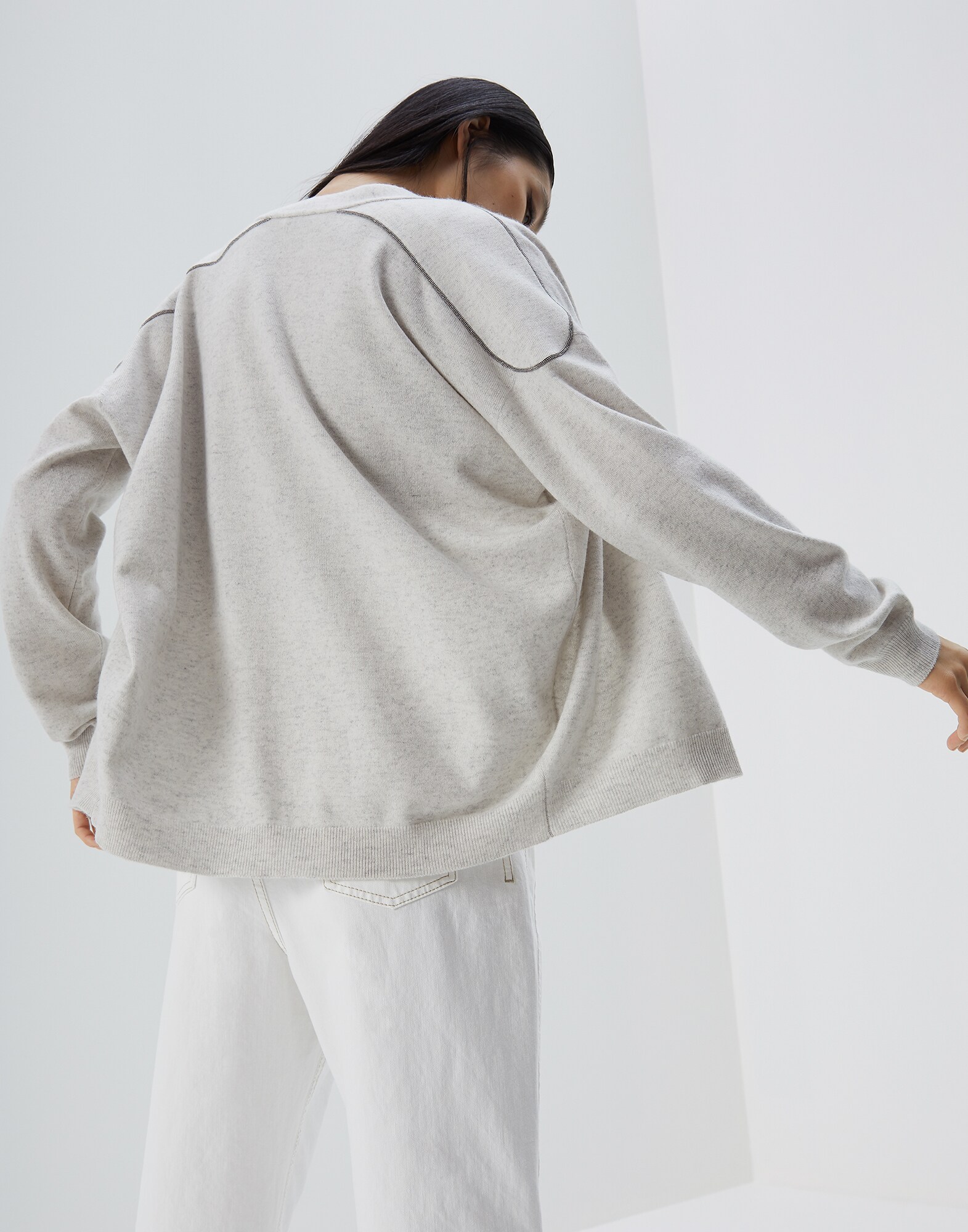 Cardigan Gris Perle Femme 2 - Brunello Cucinelli