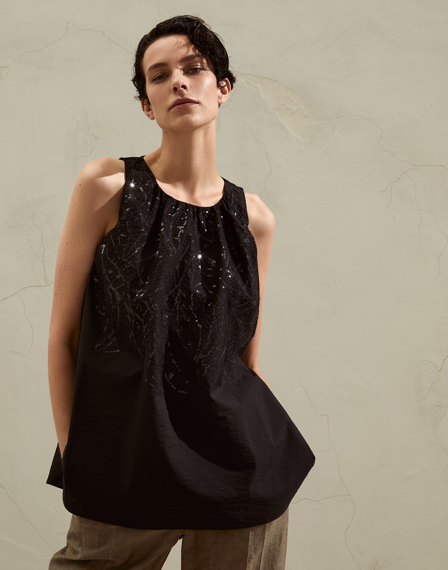 Haut en popeline Noir Femme - Brunello Cucinelli