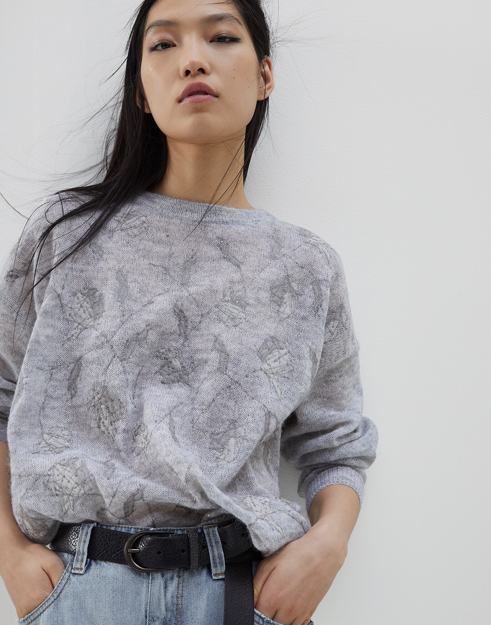Crewneck Sweater Pebble Woman 4 - Brunello Cucinelli