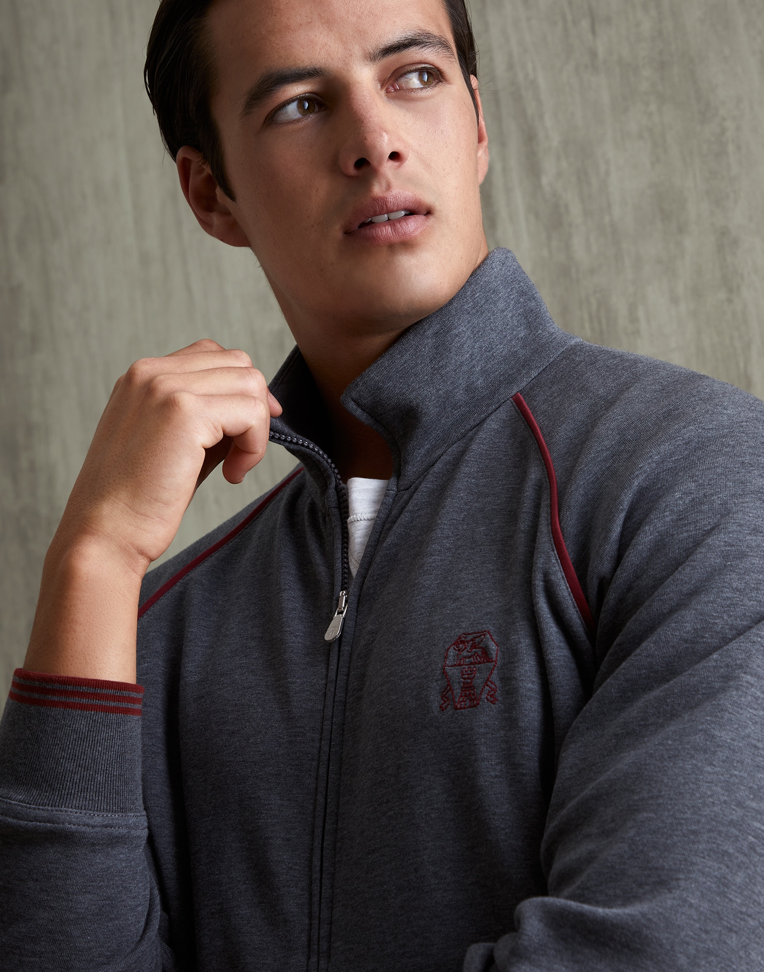 French terry sweatshirt Lead Man - Brunello Cucinelli