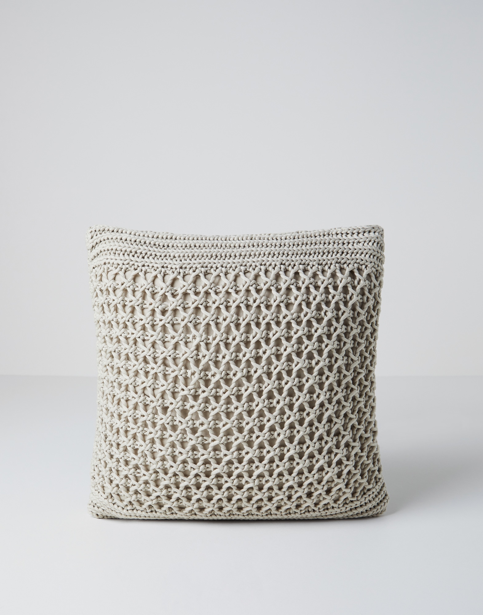Cotton knit cushion Beige Lifestyle - Brunello Cucinelli