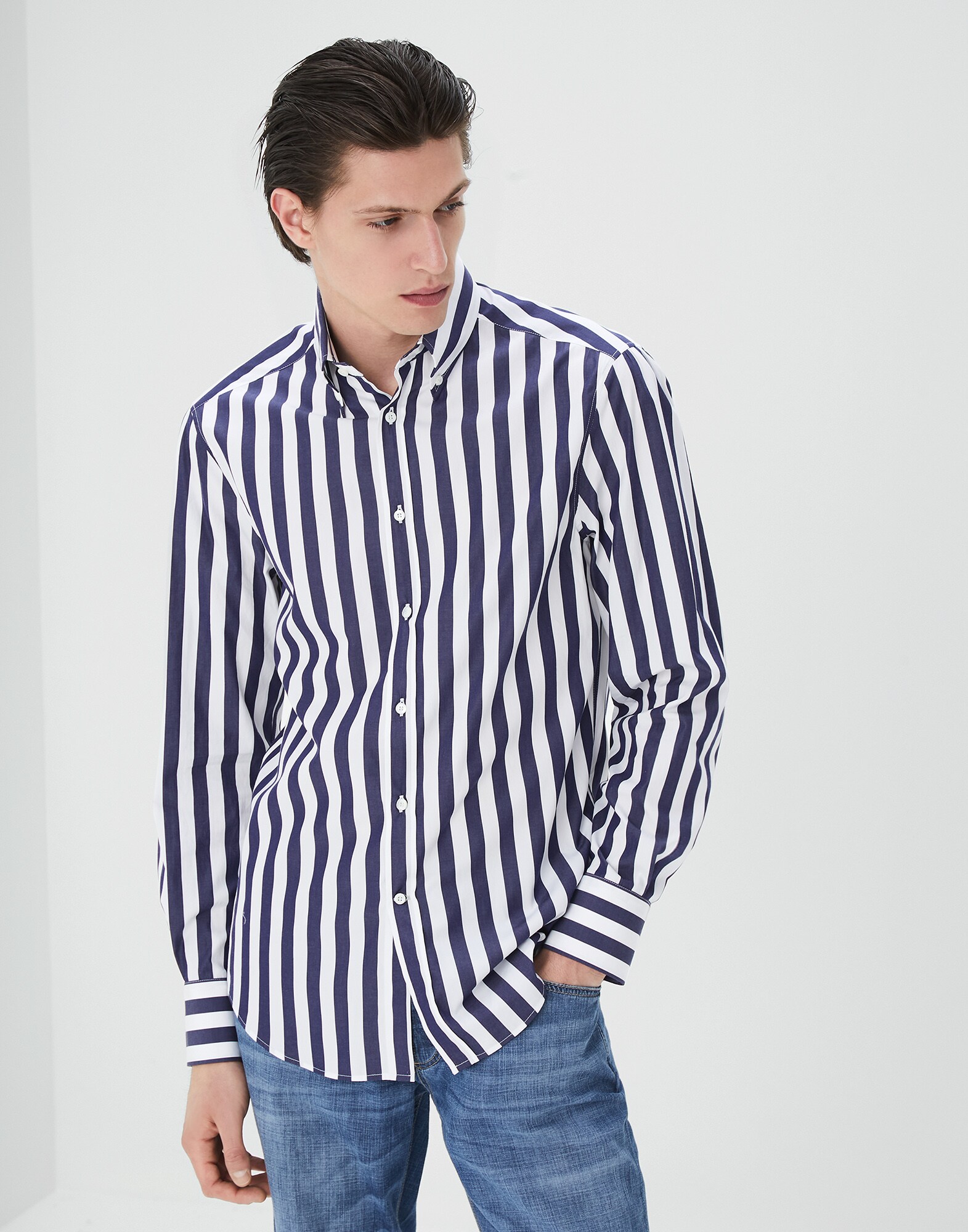 Button-Down-Hemd Blau Herren 1 - Brunello Cucinelli