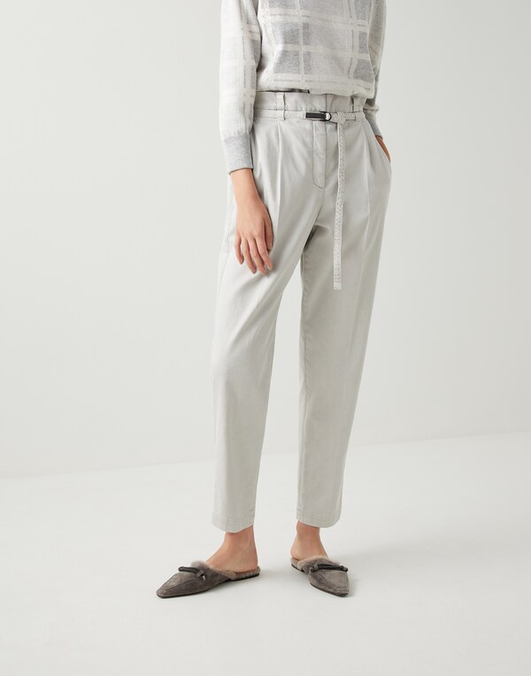 Drill trousers Pearl Grey Woman - Brunello Cucinelli 