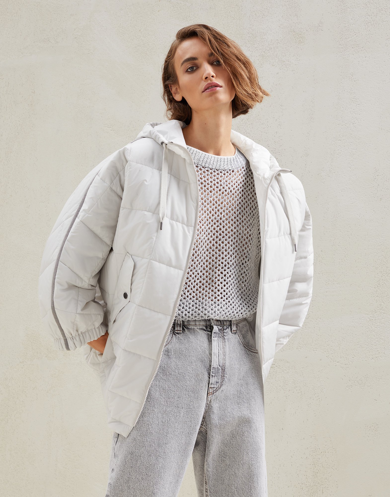 Quilted outerwear Light Grey Woman - Brunello Cucinelli