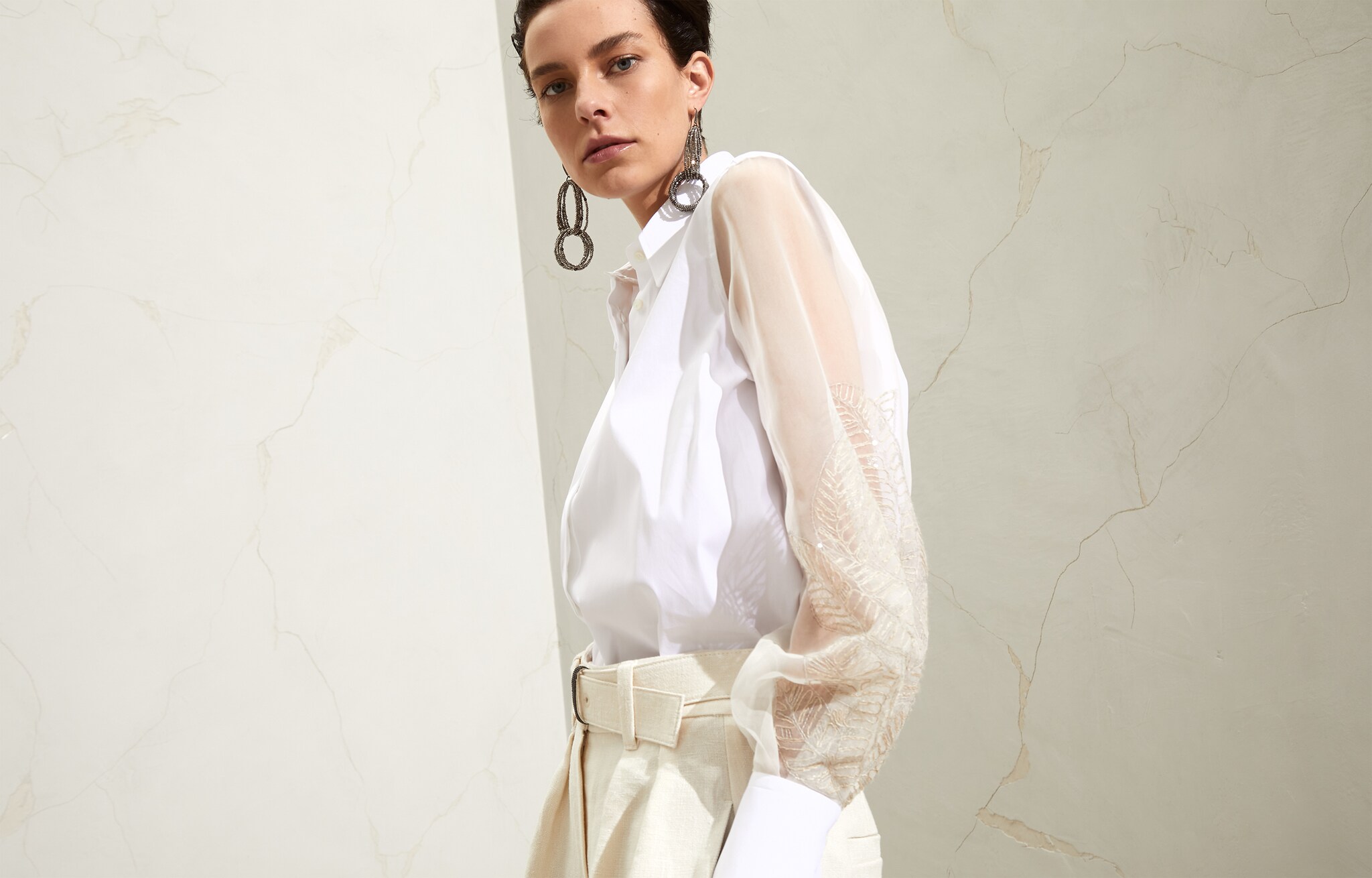 Chemise en soie Blanc Femme - Brunello Cucinelli