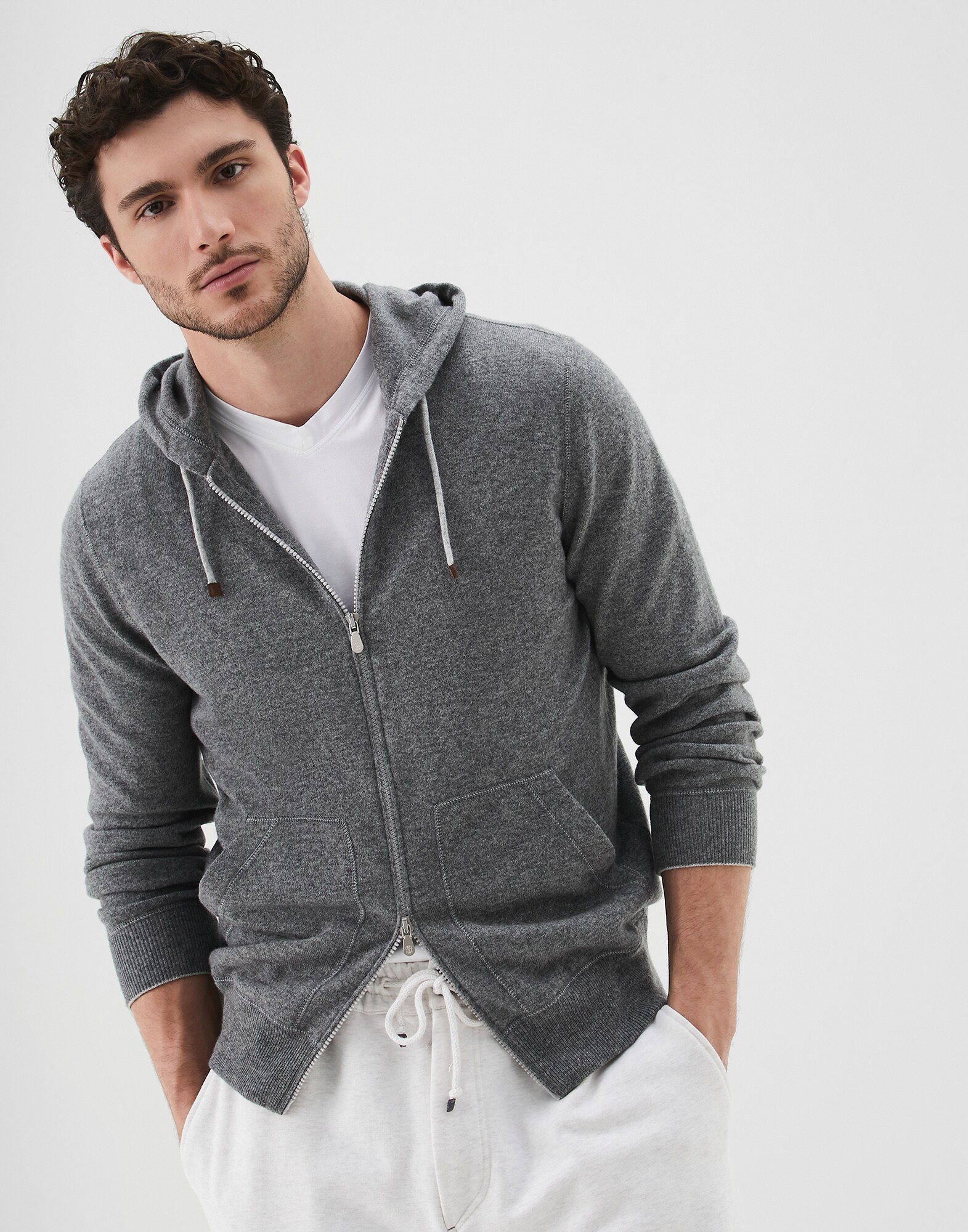 Zip-front Cardigan Dark Grey Man 0 - Brunello Cucinelli