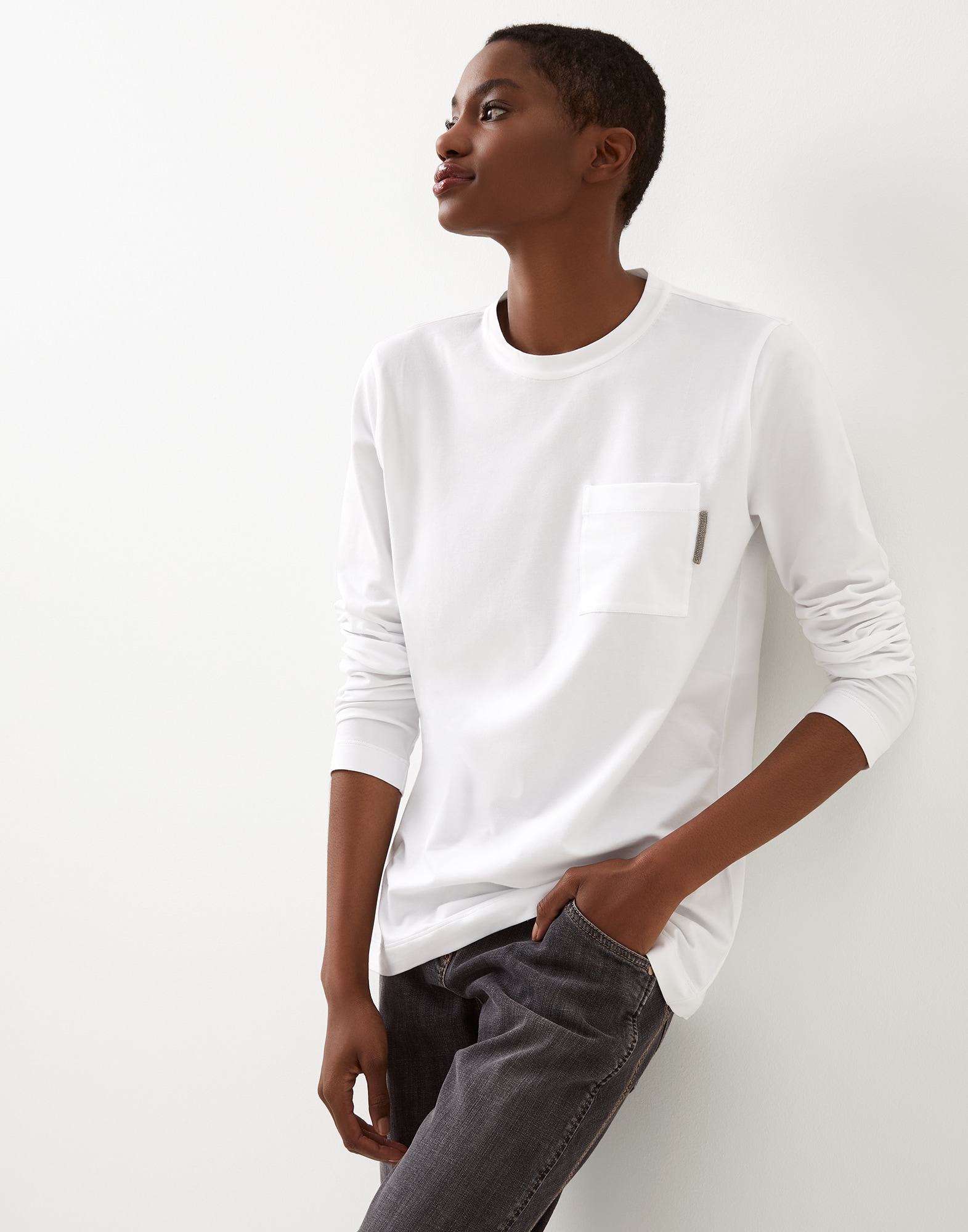Camiseta de jersey Blanco Mujer - Brunello Cucinelli