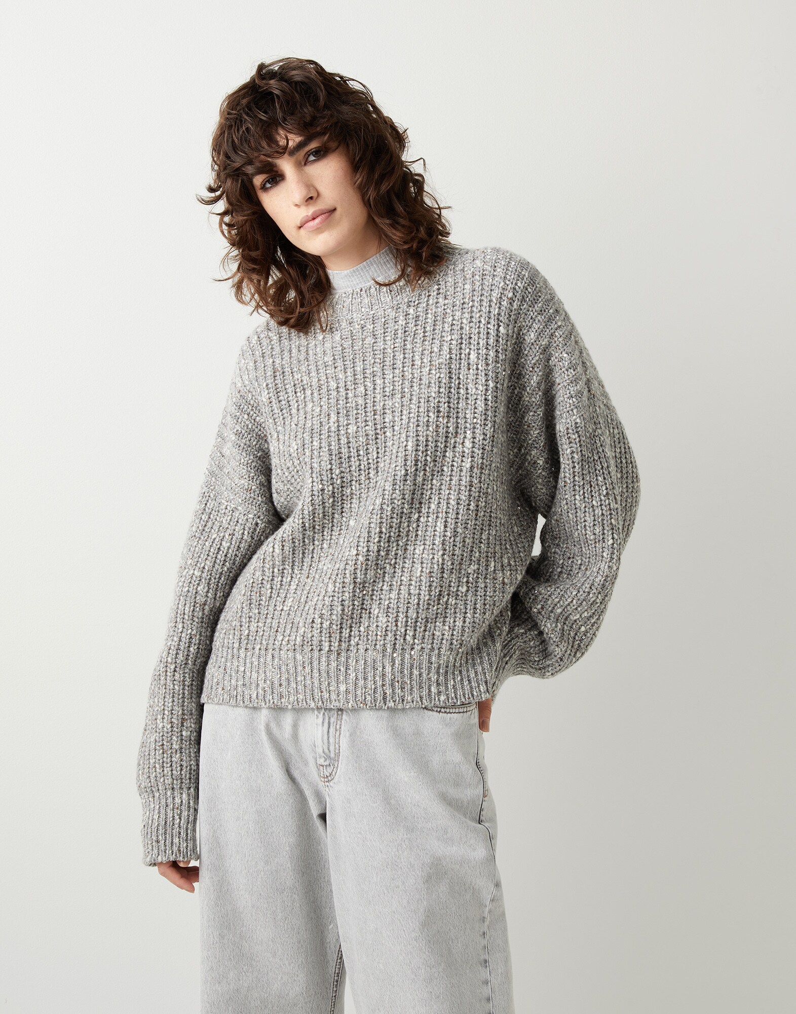 Dazzling sweater Light Grey Woman - Brunello Cucinelli