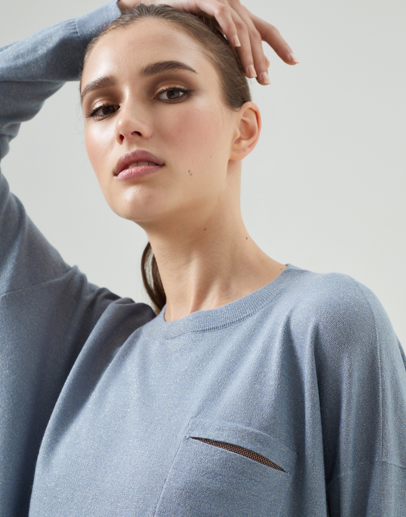 Leichter Pullover Lagunenblau Damen - Brunello Cucinelli