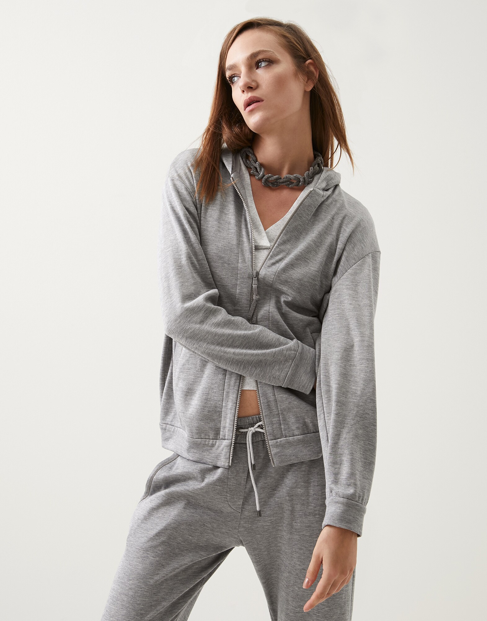 Sudadera de felpa Gris Mujer - Brunello Cucinelli